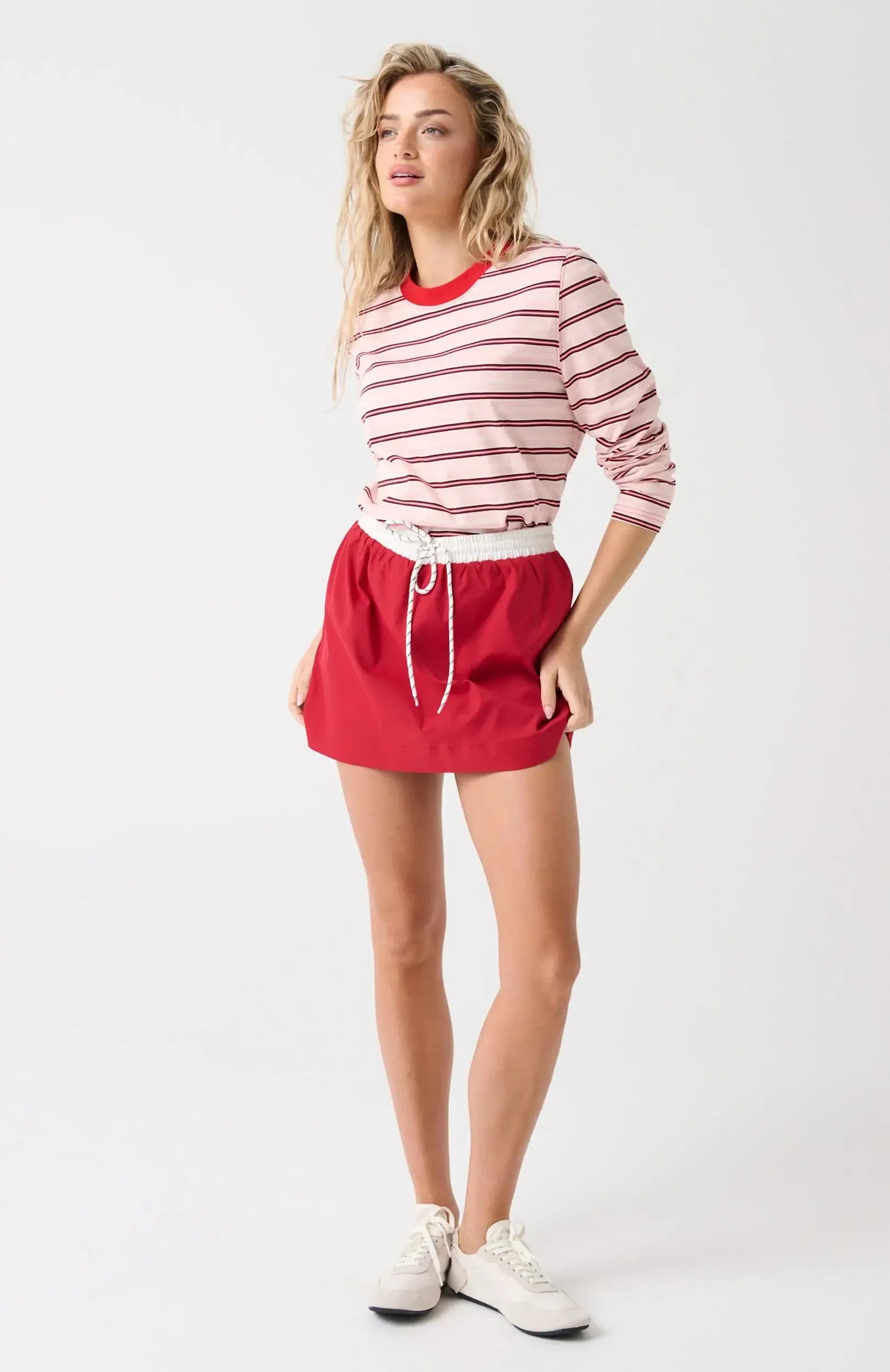 Felix Long Sleeve - Red Pink Stripe-Tops-Cartel & Willow-The Bay Room