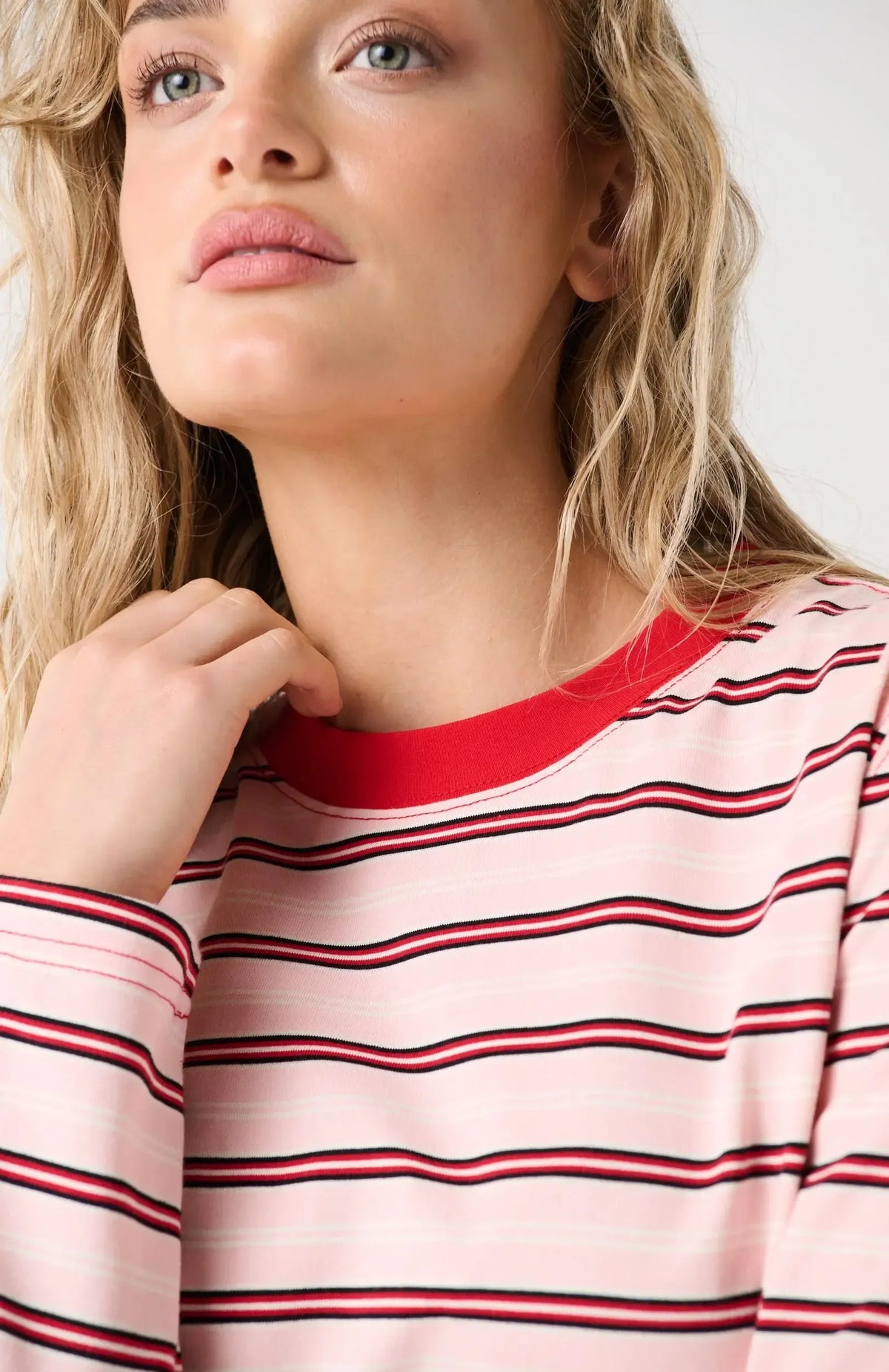 Felix Long Sleeve - Red Pink Stripe-Tops-Cartel & Willow-The Bay Room