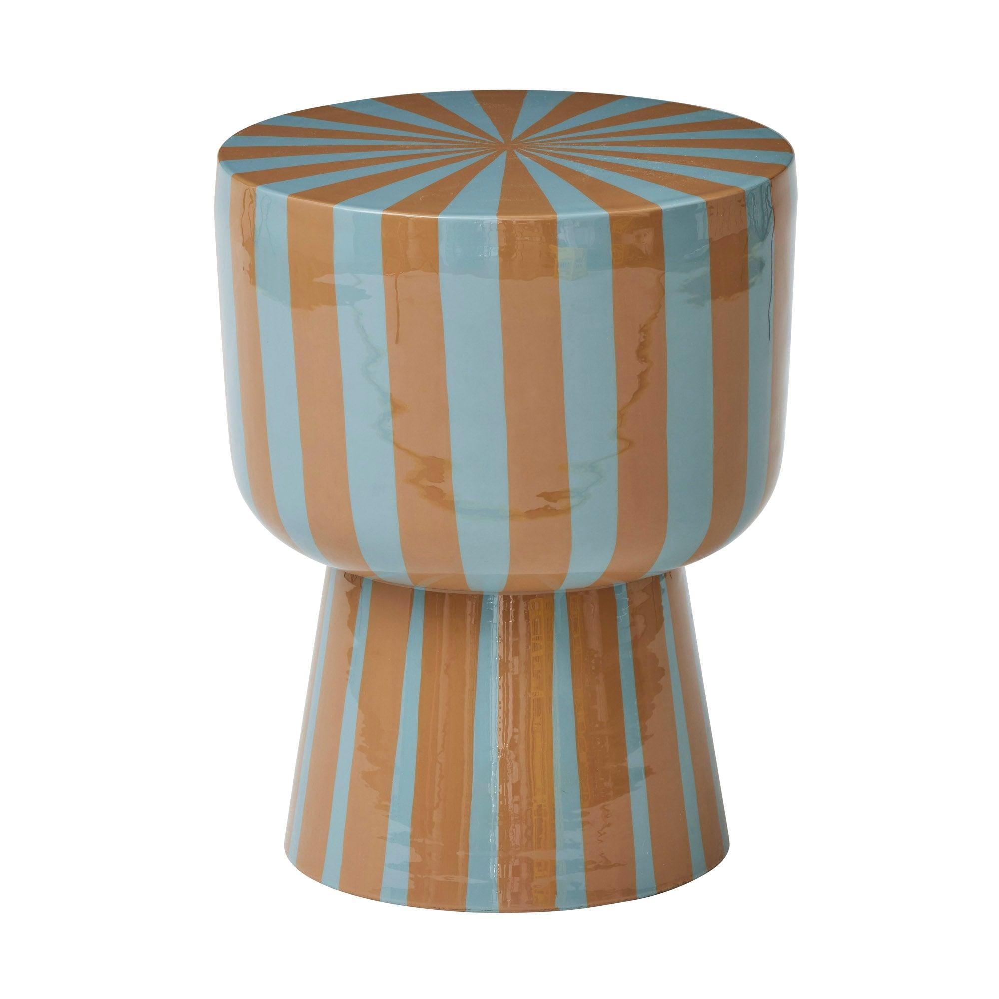 Fisher Metal Side Table 35x45cm Blue/Brown-Furniture-Coast To Coast Home-The Bay Room