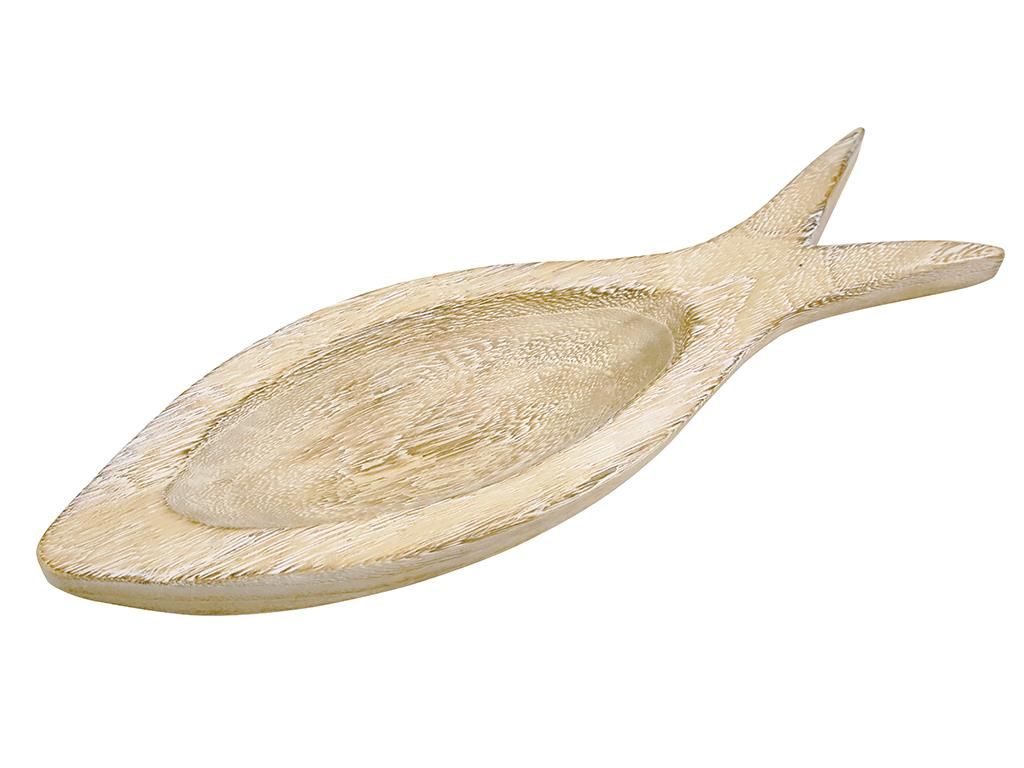 Fishy Wood Platter 38cm - Polish White-Decor Items-Robert Mark-The Bay Room