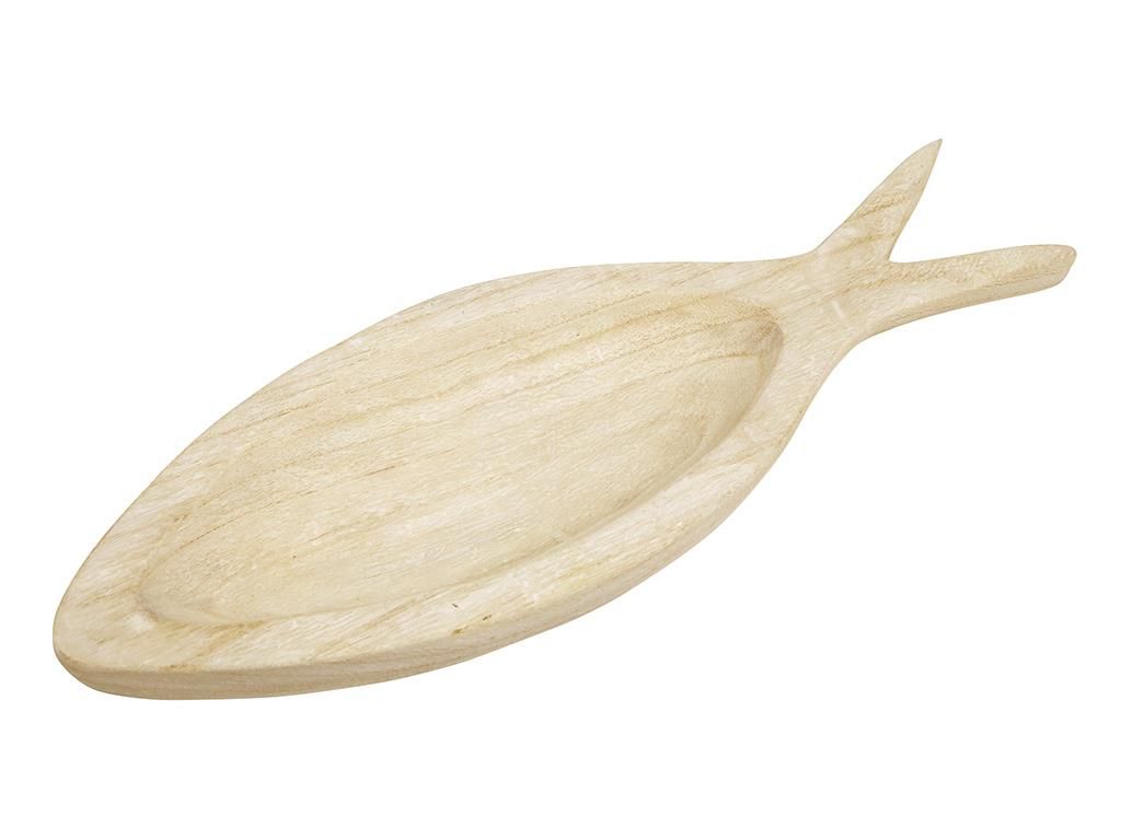 Fishy Wood Platter 47cm - Polish White-Decor Items-Robert Mark-The Bay Room