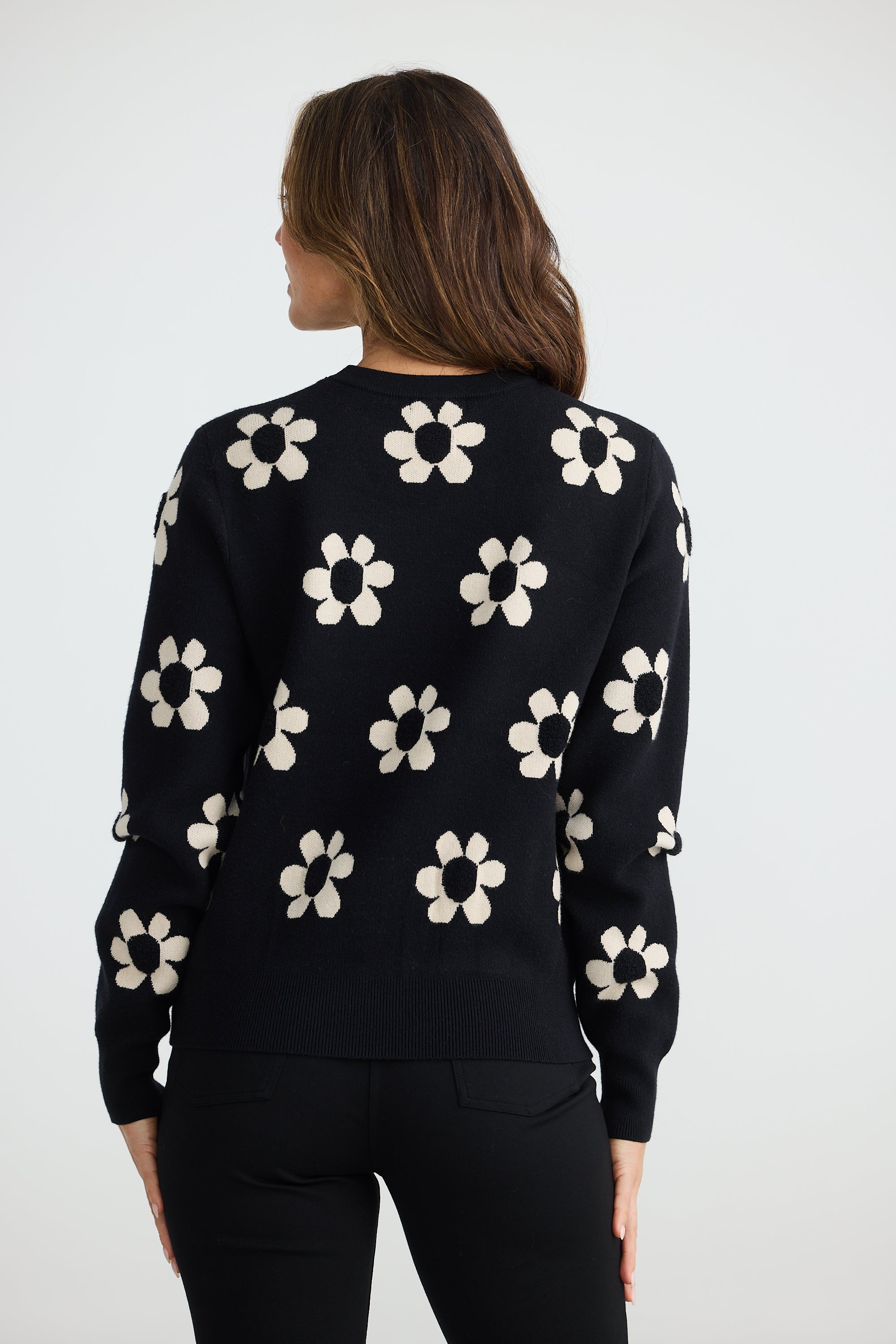 Flower Knit - Black/Natural-Tops-Brave & True-The Bay Room