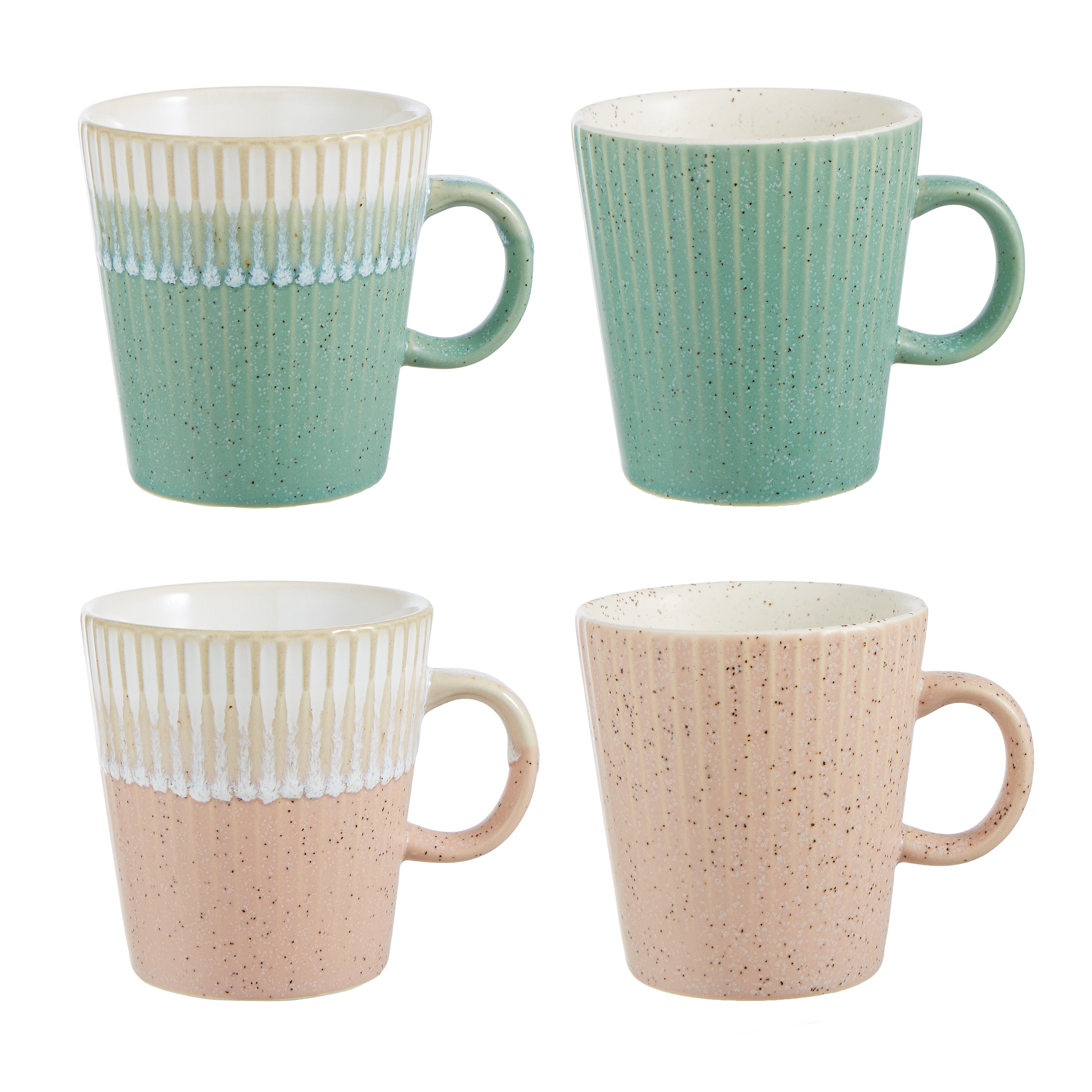 Fluted Mug Set of 4 - Pink & Green-Dining & Entertaining-Leaf & Bean-The Bay Room