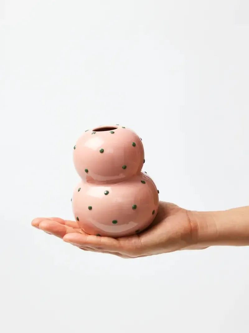 Fonda Vase Pink Green Dotty-Pots, Planters & Vases-Jones & Co-The Bay Room