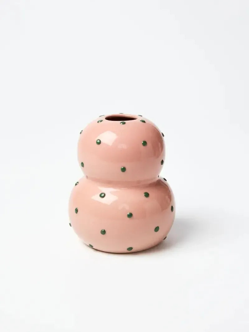 Fonda Vase Pink Green Dotty-Pots, Planters & Vases-Jones & Co-The Bay Room