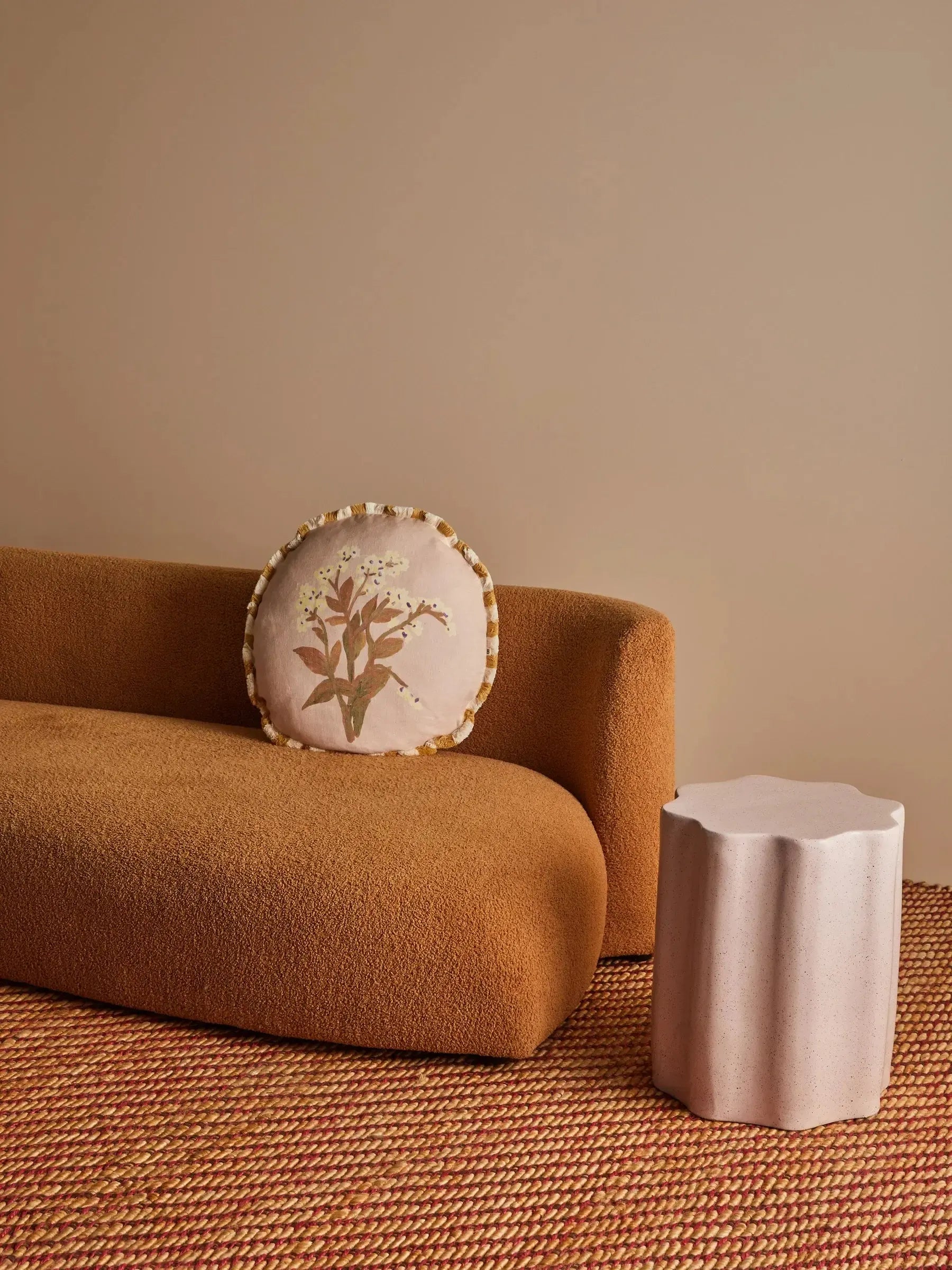 Forget Me Not Caramel Linen Cushion 50cm-Soft Furnishings-Bonnie & Neil-The Bay Room