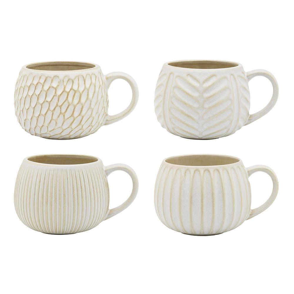 Fossil Set 4 330ml Mugs Chalk-Dining & Entertaining-Ecology-The Bay Room
