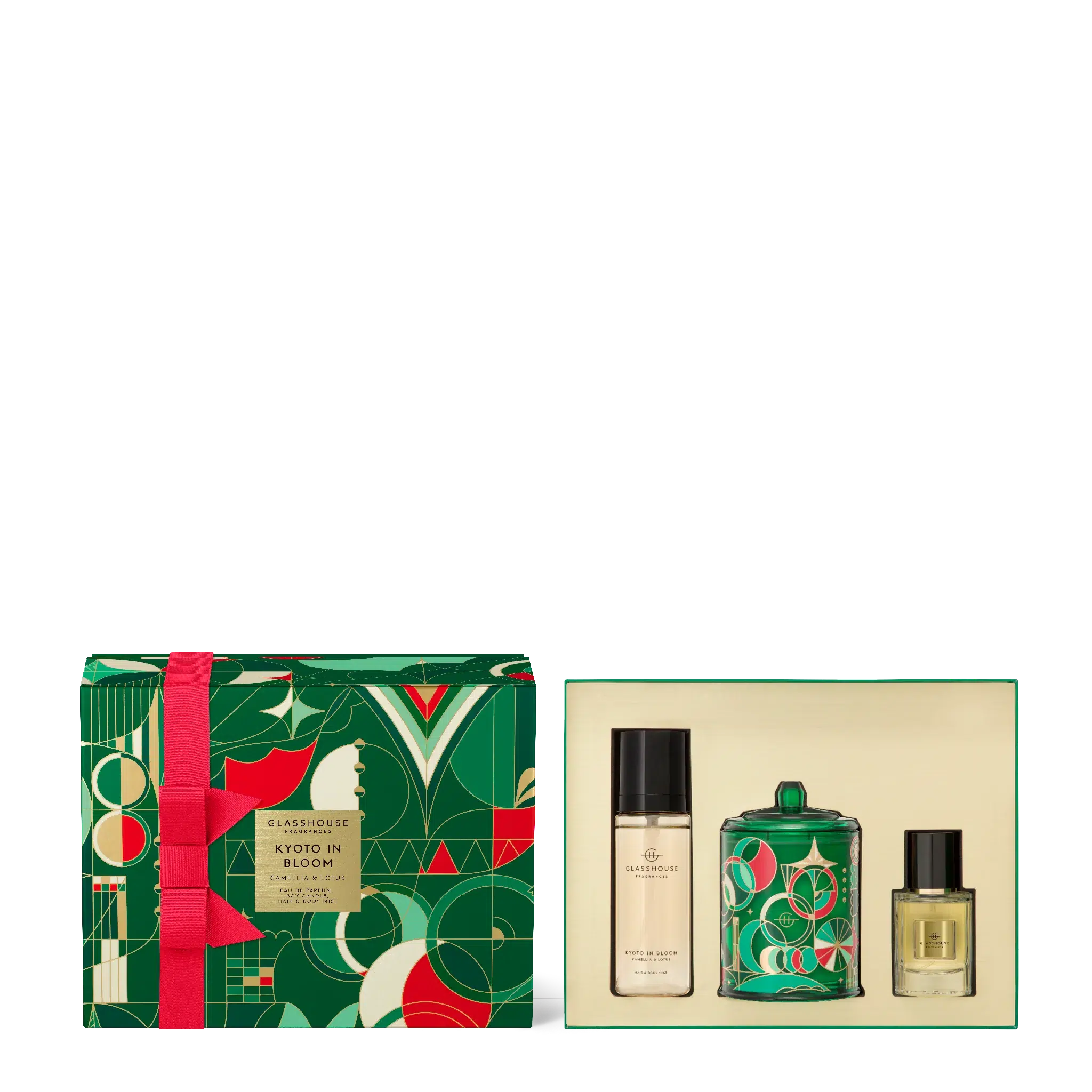 Fragrance Trio Gift Set - 200g Candle, 30ml EDP & 100ml Hair & Body Mist - Kyoto in Bloom-Christmas-Glasshouse-The Bay Room