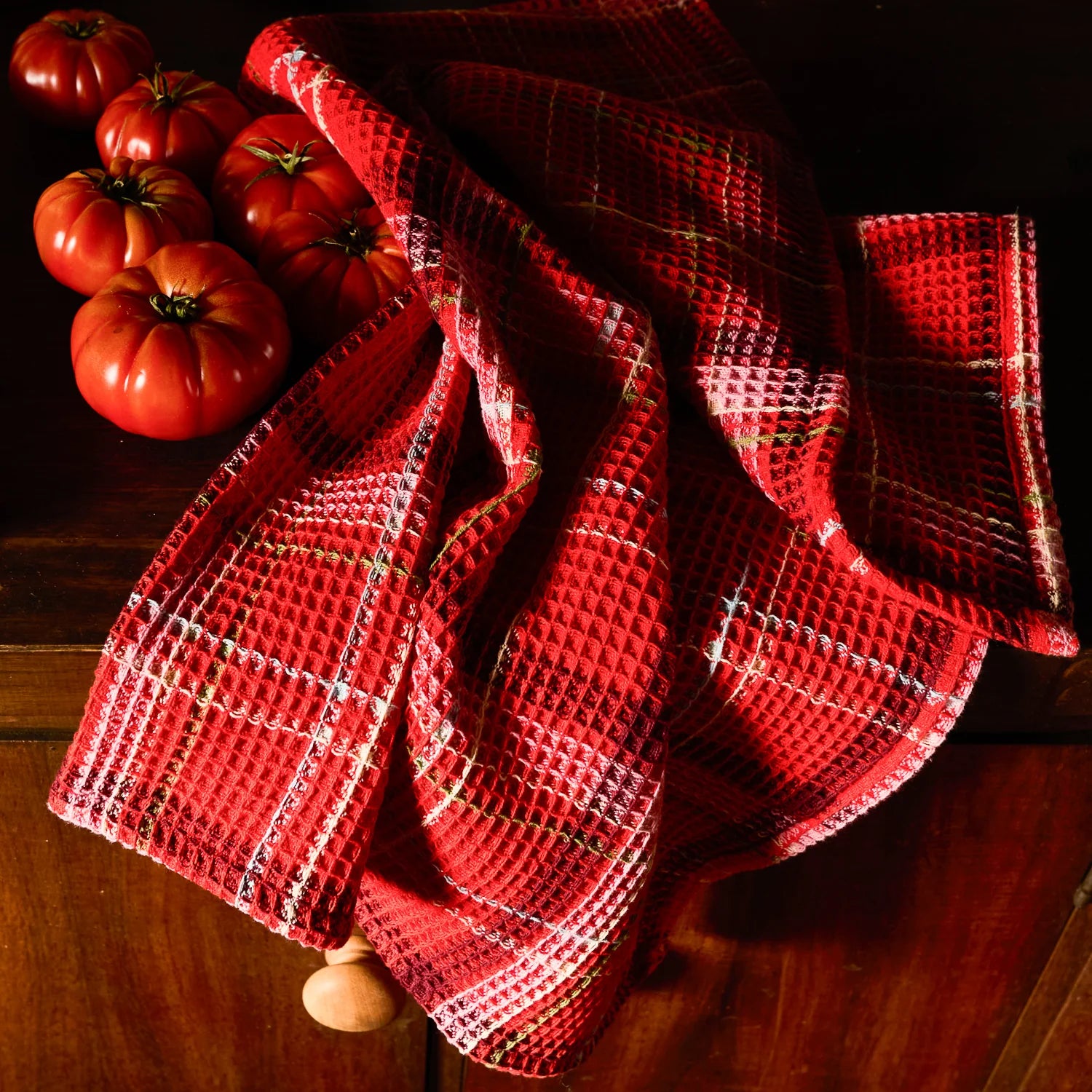 Frances Waffle Tea Towel - Poppy-Kitchenware-Sage & Clare-The Bay Room