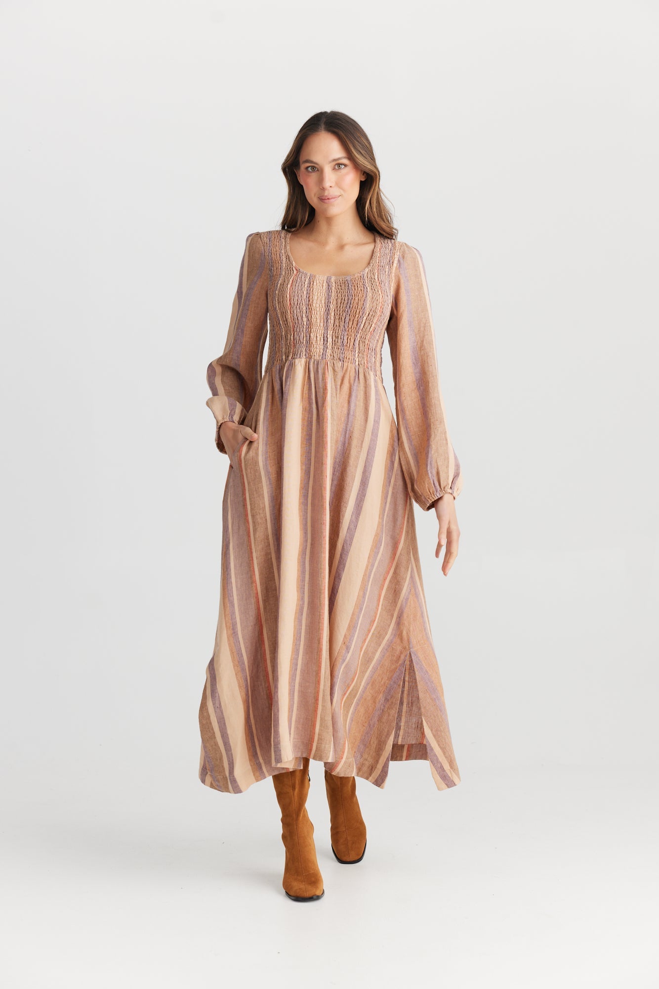 Francisco Dress - Santal Stripe-Dresses-The Shanty Corporation-The Bay Room