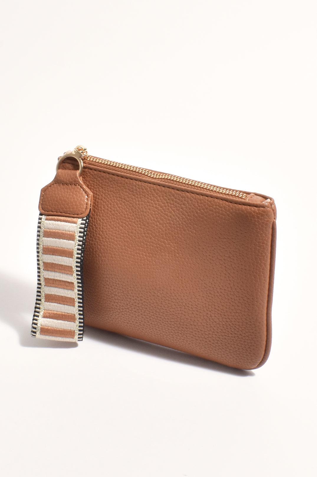 Frankie Striped Webbing Pouch - Tan-Bags & Clutches-Adorne-The Bay Room