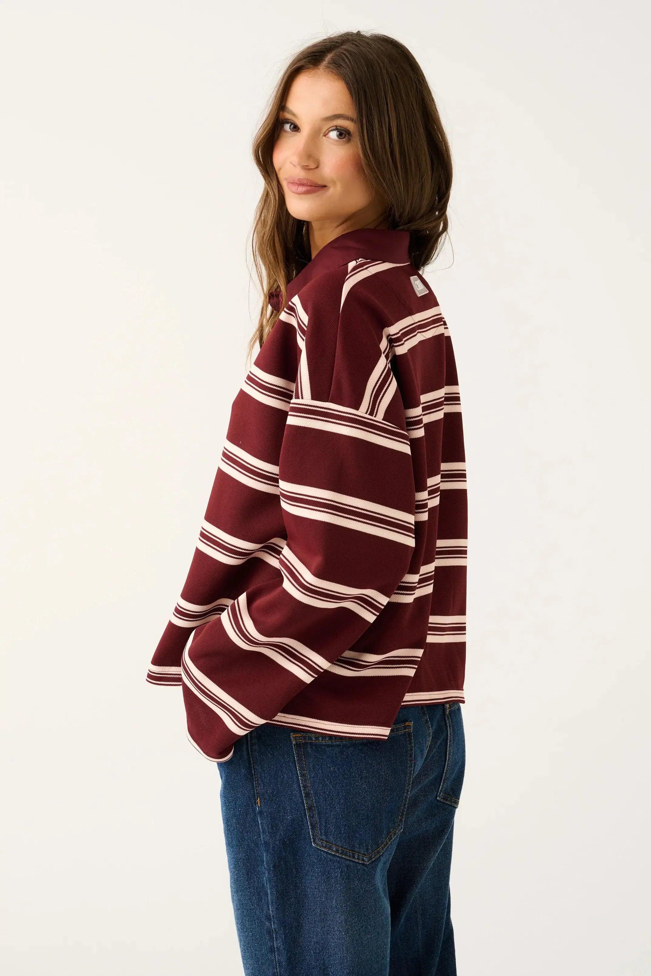 Freddie Rugby Top - Burgundy Stripe-Tops-Cartel & Willow-The Bay Room