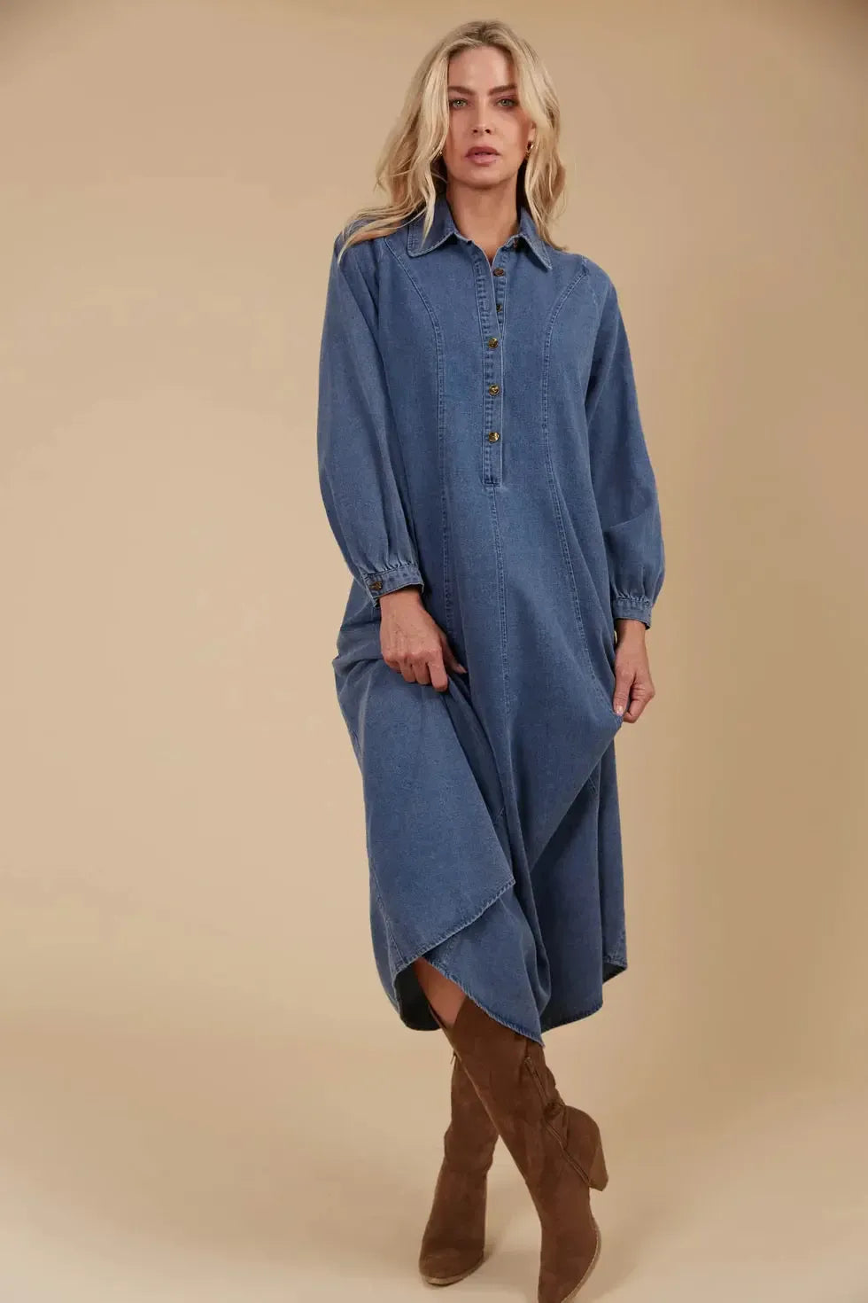 Freya Dress - Denim-Dresses-Isle Of Mine-The Bay Room