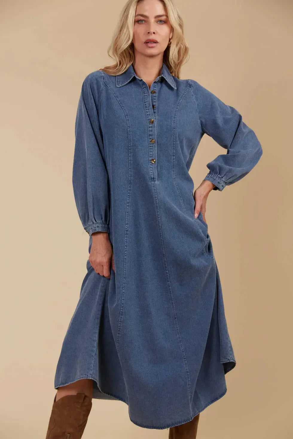 Freya Dress - Denim-Dresses-Isle Of Mine-The Bay Room