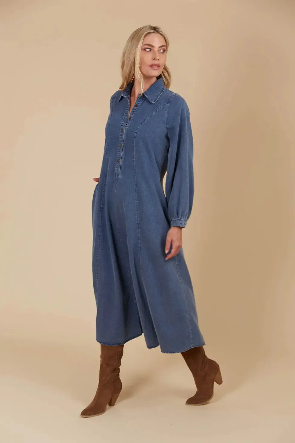 Freya Dress - Denim-Dresses-Isle Of Mine-The Bay Room