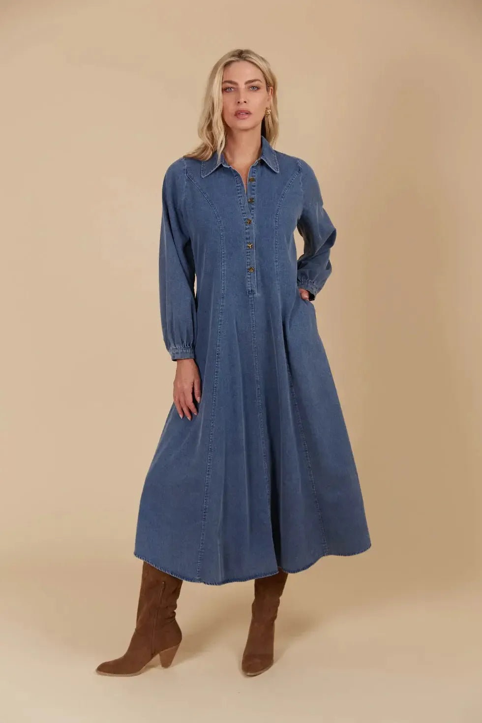 Freya Dress - Denim-Dresses-Isle Of Mine-The Bay Room