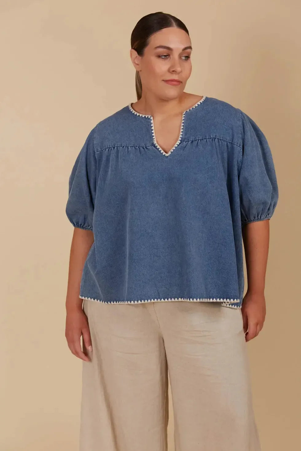 Freya Top - Denim-Tops-Isle Of Mine-The Bay Room