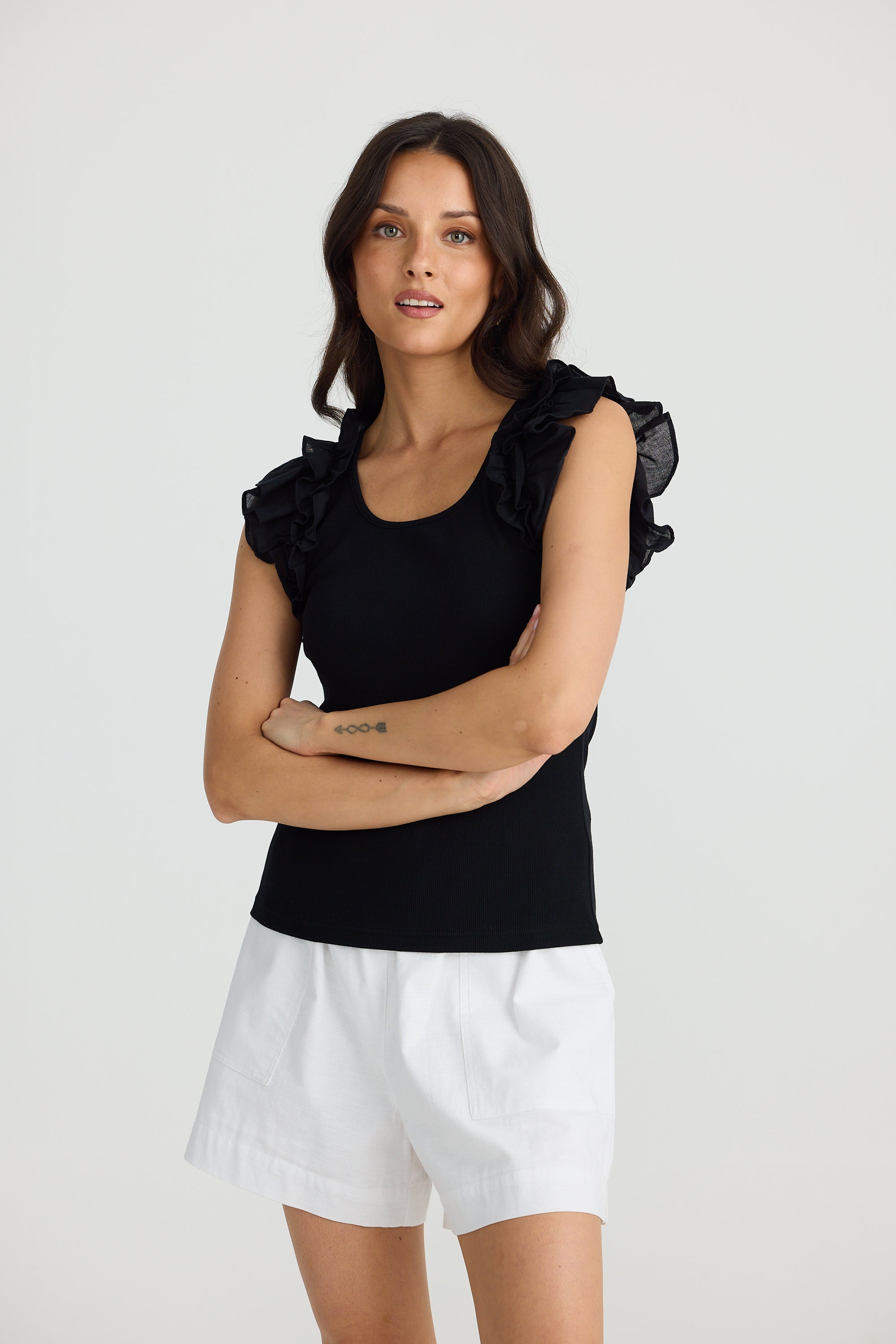 Frills Tank - Black-Tops-Brave & True-The Bay Room