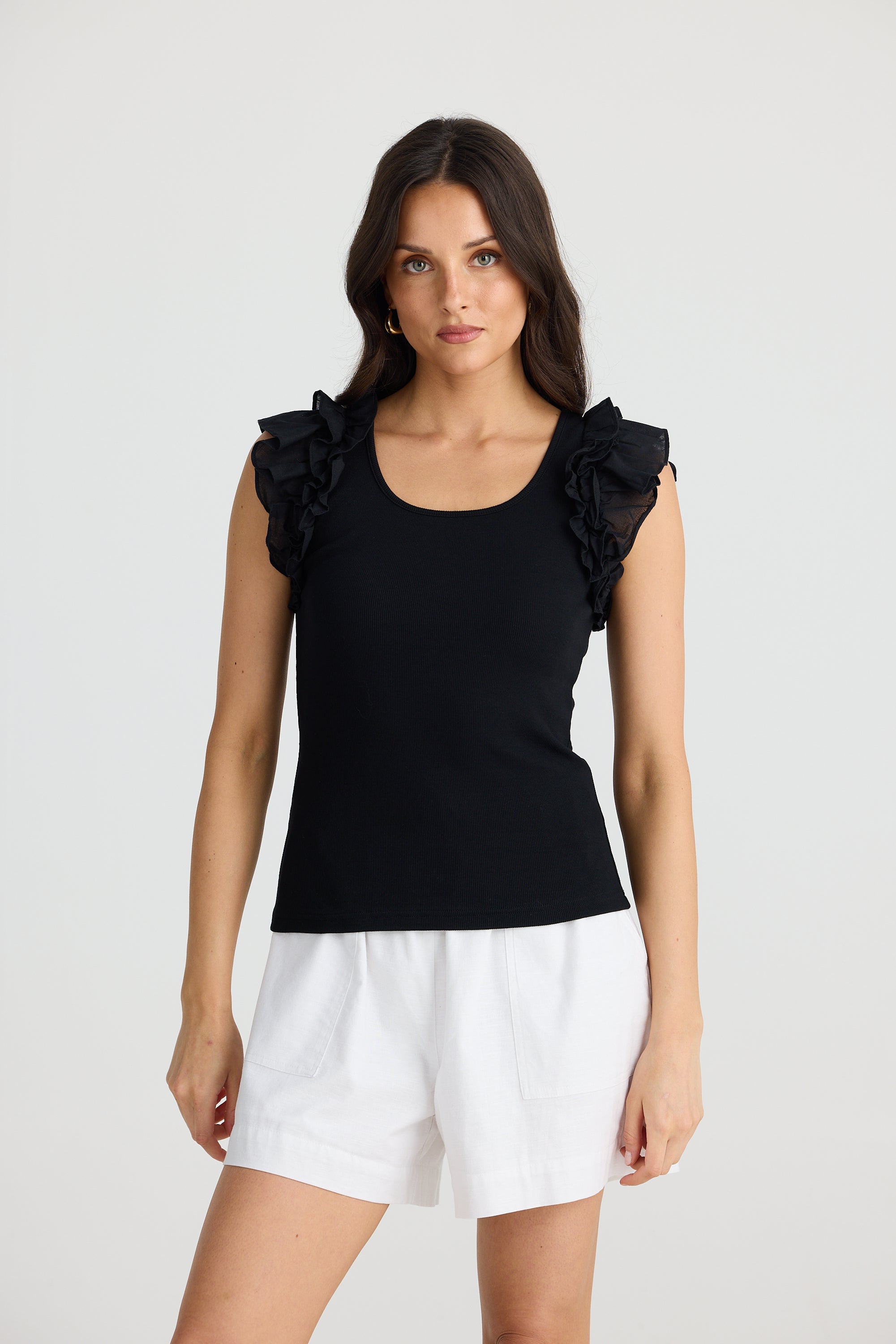 Frills Tank - Black-Tops-Brave & True-The Bay Room