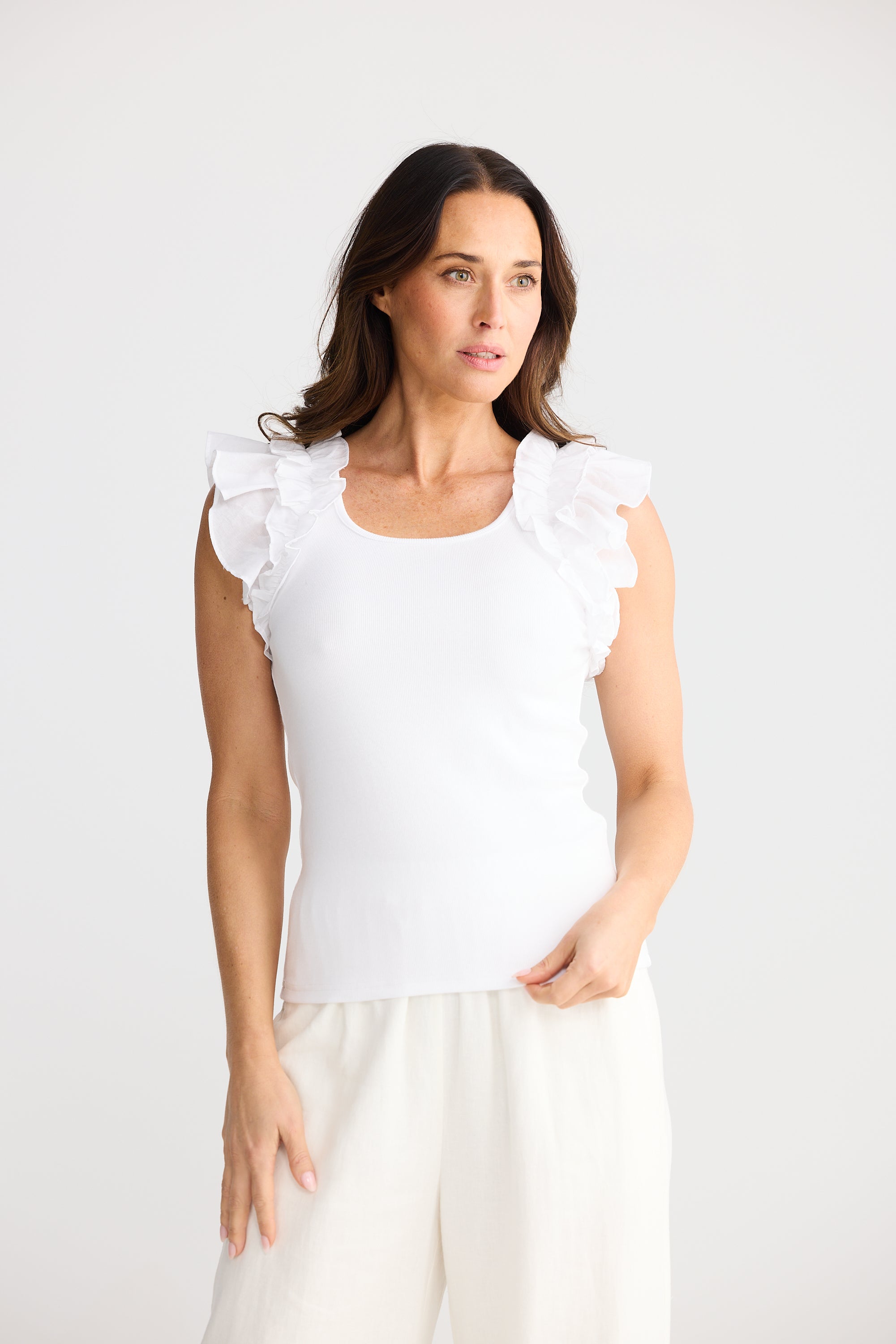 Frills Tank - White-Tops-Brave & True-The Bay Room