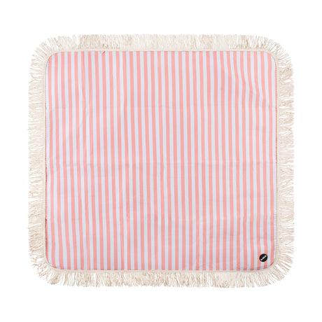 Fringed Medium Picnic Mat Coral Stripe-Travel & Outdoors-Kollab-The Bay Room