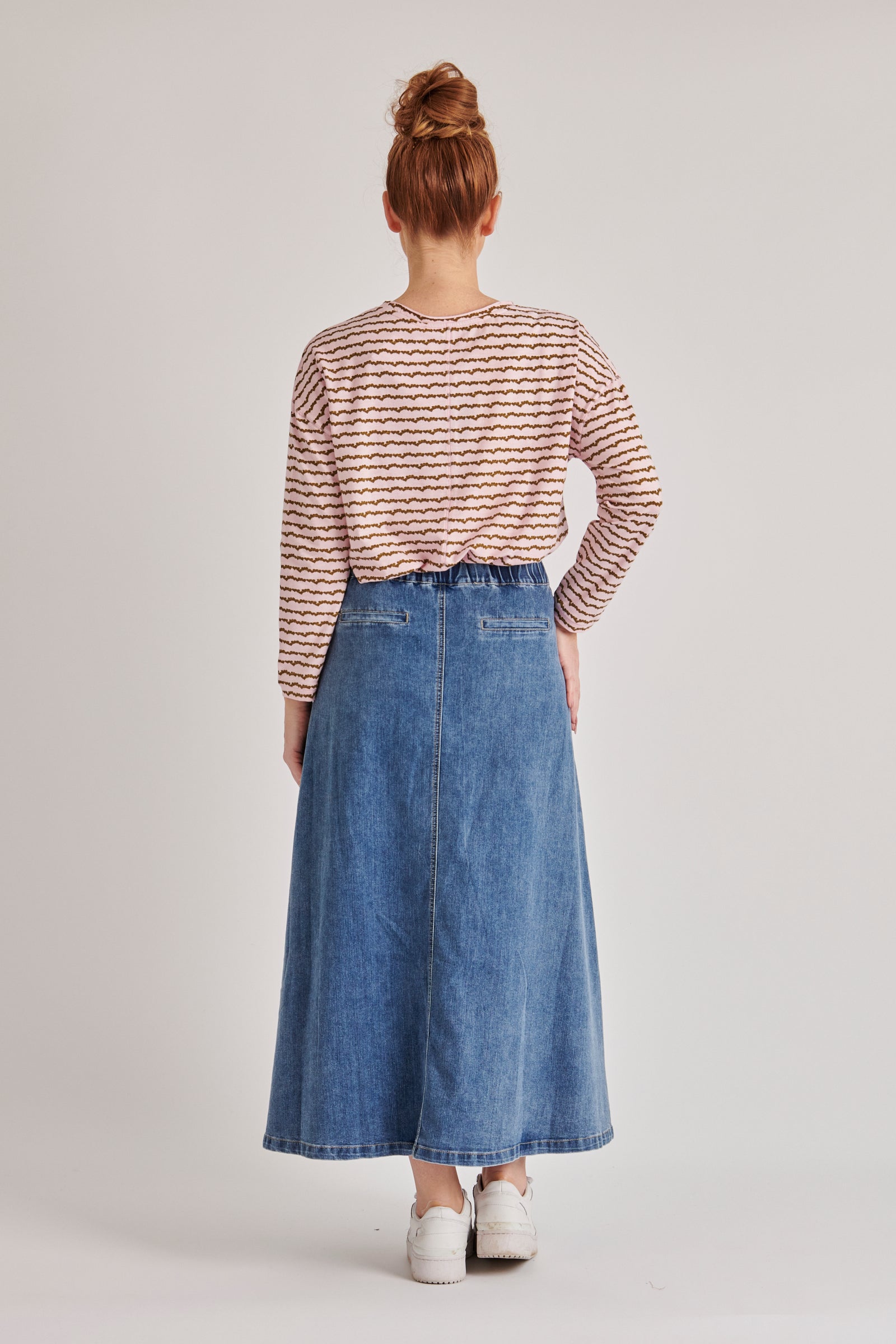 Front Split Maxi Skirt - Mid Blue-Skirts-One Ten Willow-The Bay Room