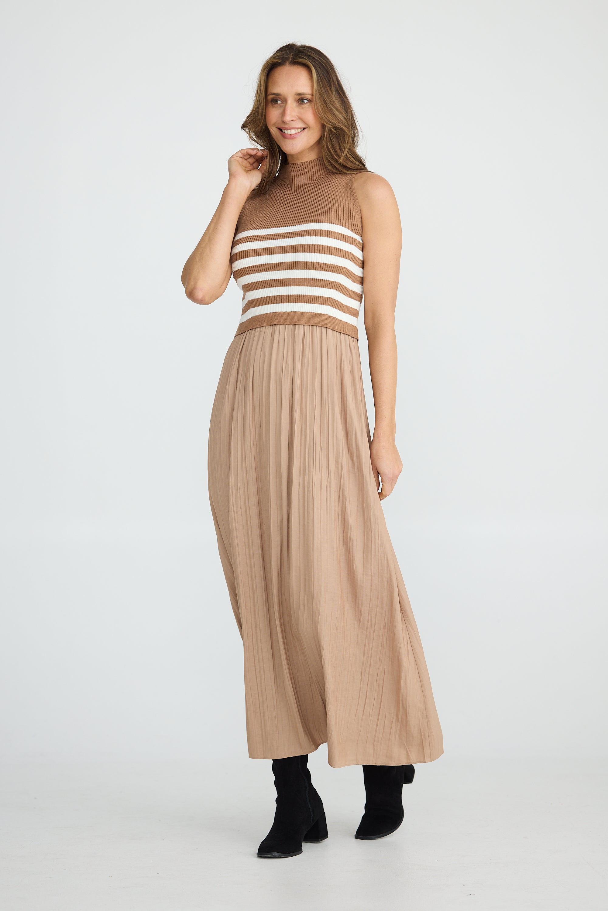 Gabriel Dress - Coffee/White-Dresses-Brave & True-The Bay Room