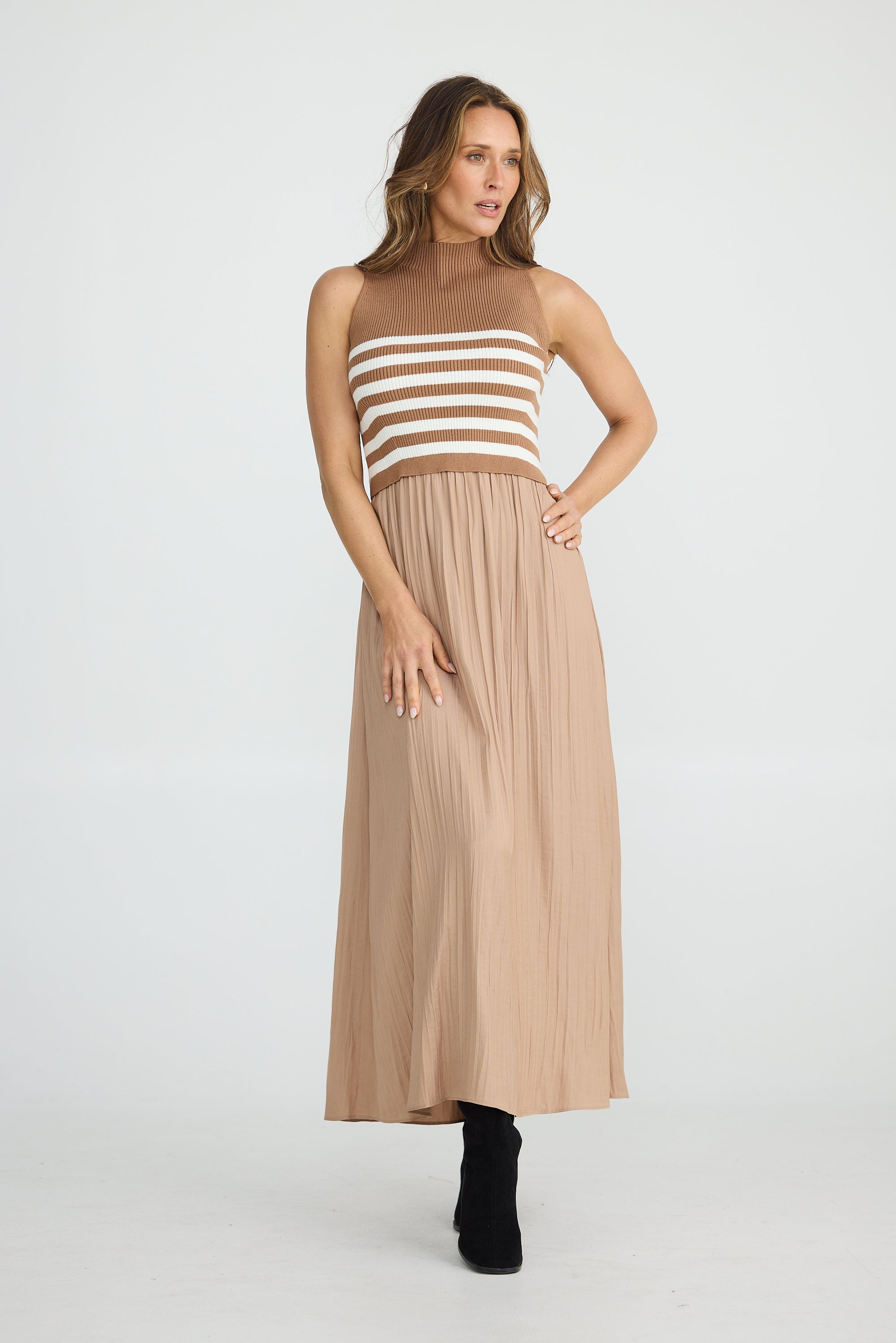 Gabriel Dress - Coffee/White-Dresses-Brave & True-The Bay Room