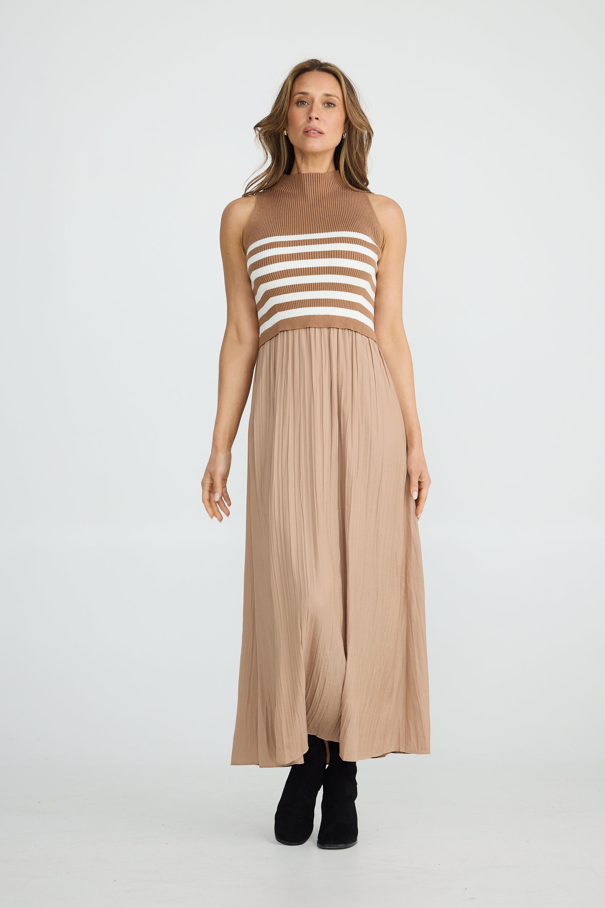 Gabriel Dress - Coffee/White-Dresses-Brave & True-The Bay Room