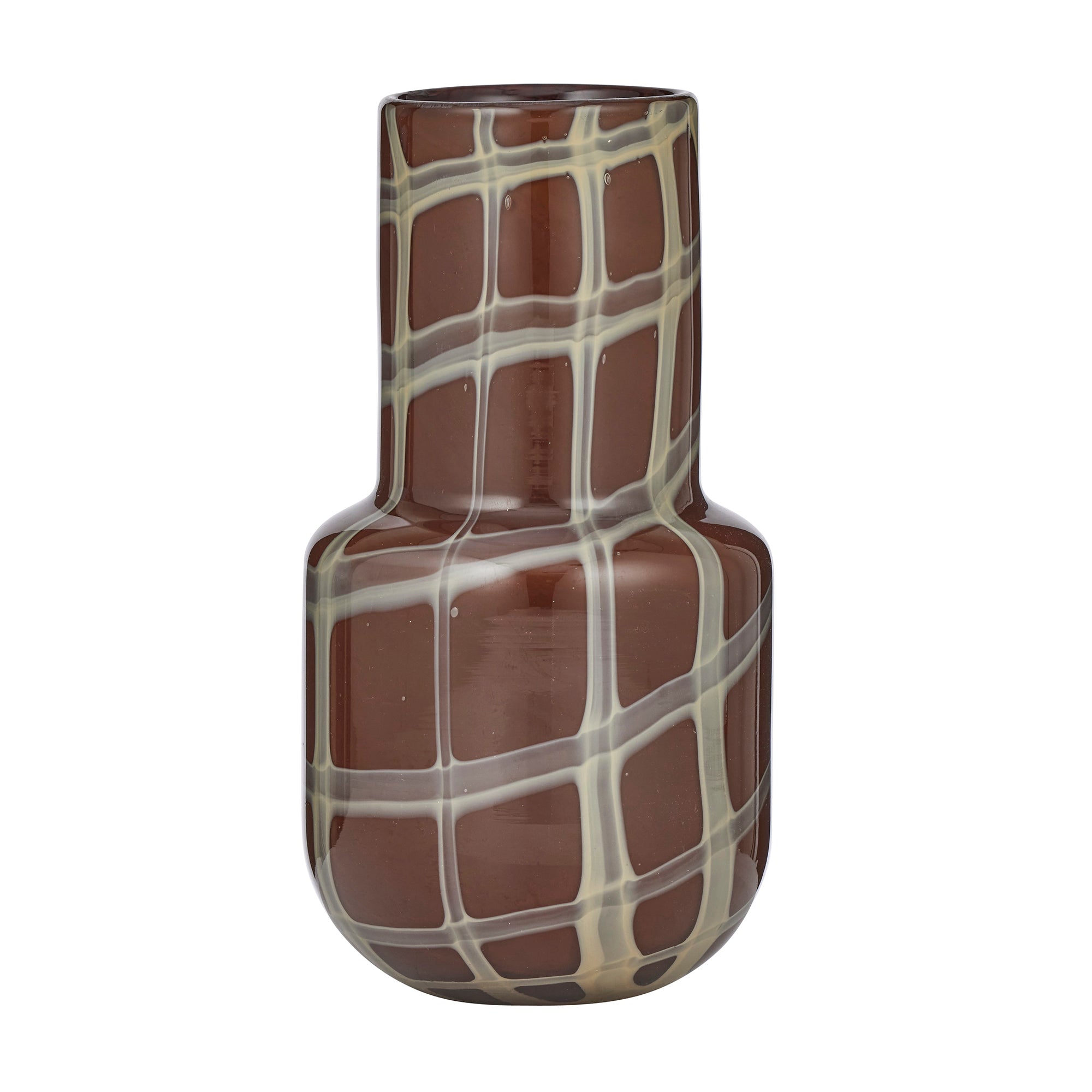 Gannon Glass Vase 13x25cm Choc/Ivory-Pots, Planters & Vases-Coast To Coast Home-The Bay Room