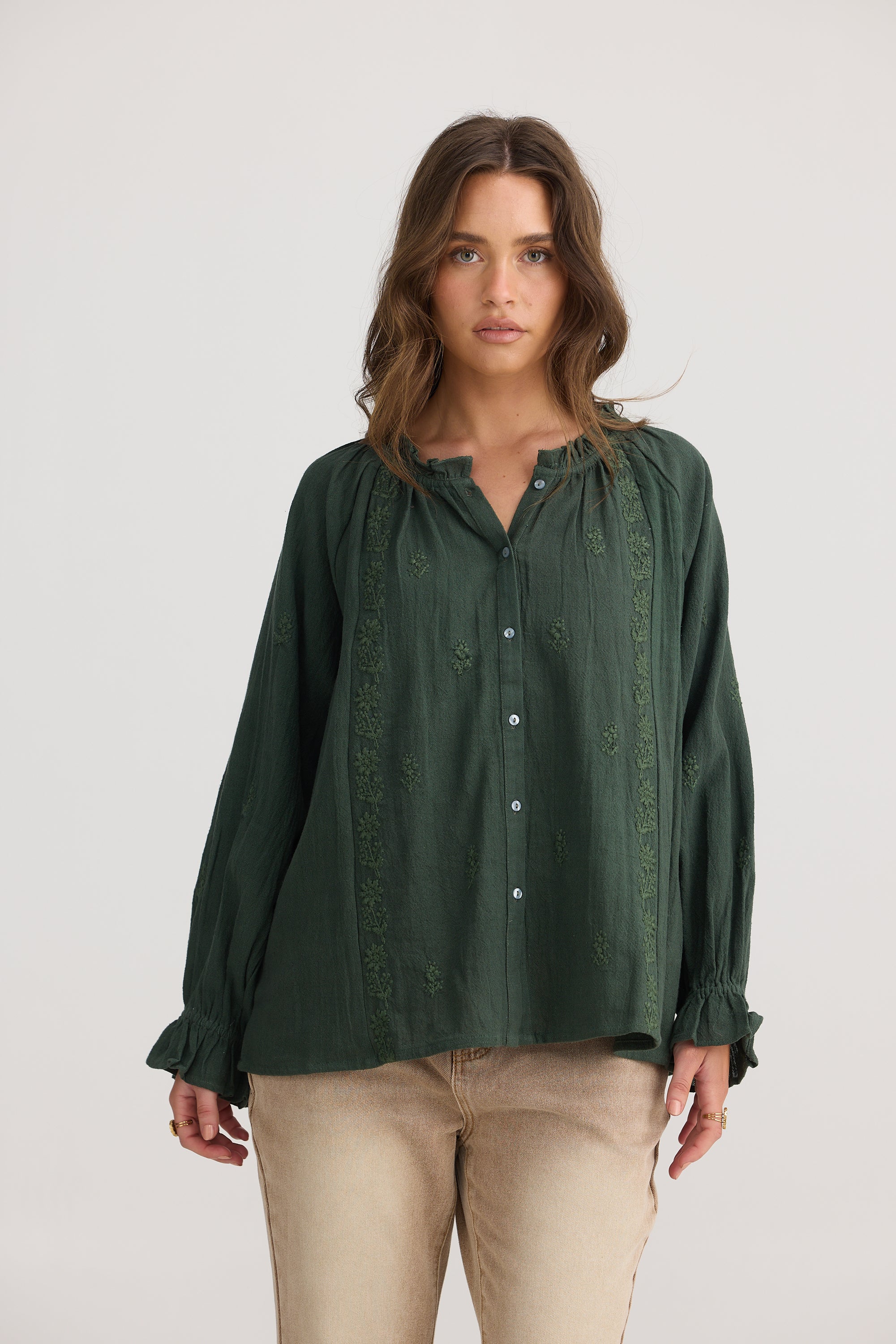 Gemini Blouse - Olive-Tops-Talisman-The Bay Room