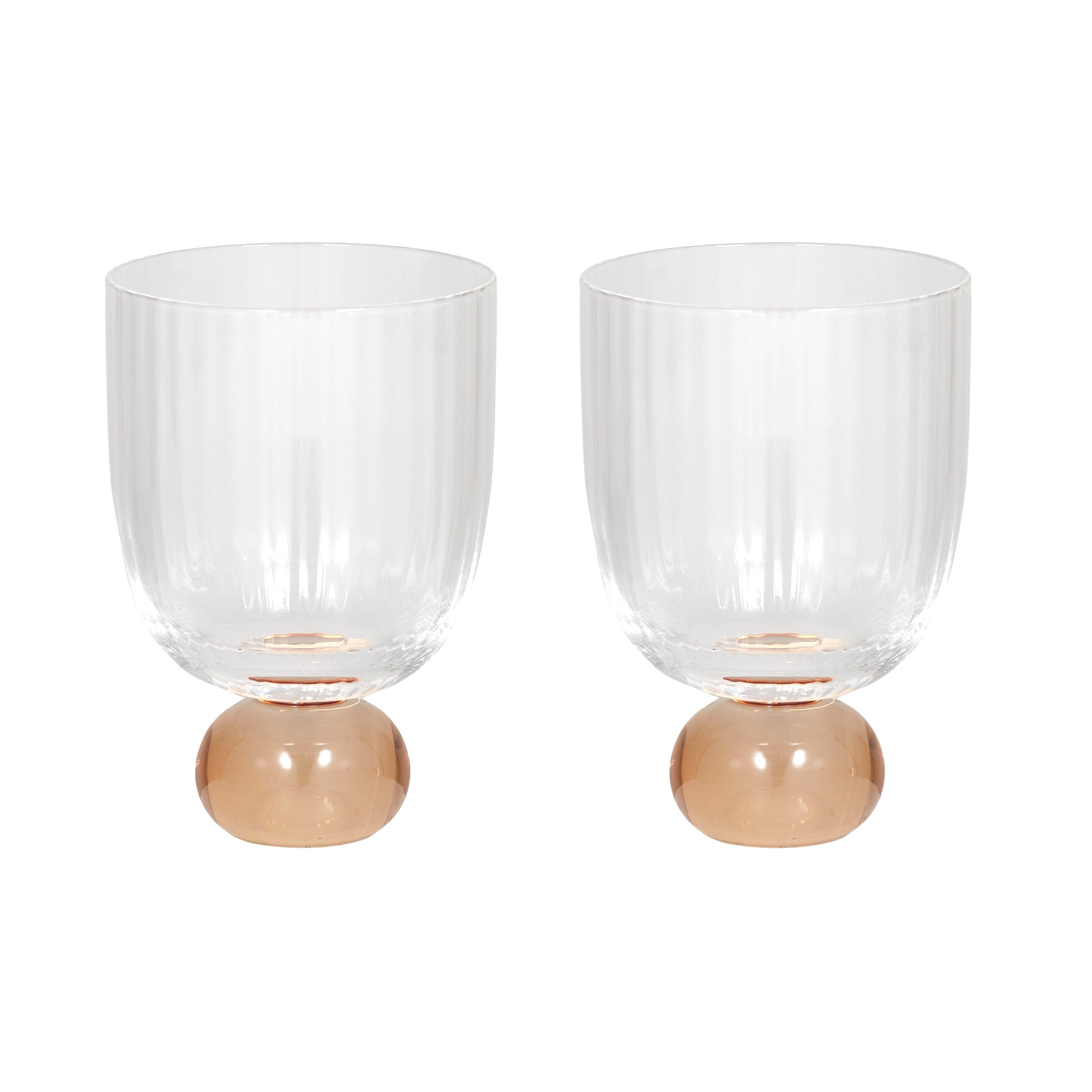 Giselle S/2 Ribbed Goblet 8x12cm Peach-Dining & Entertaining-Coast To Coast Home-The Bay Room