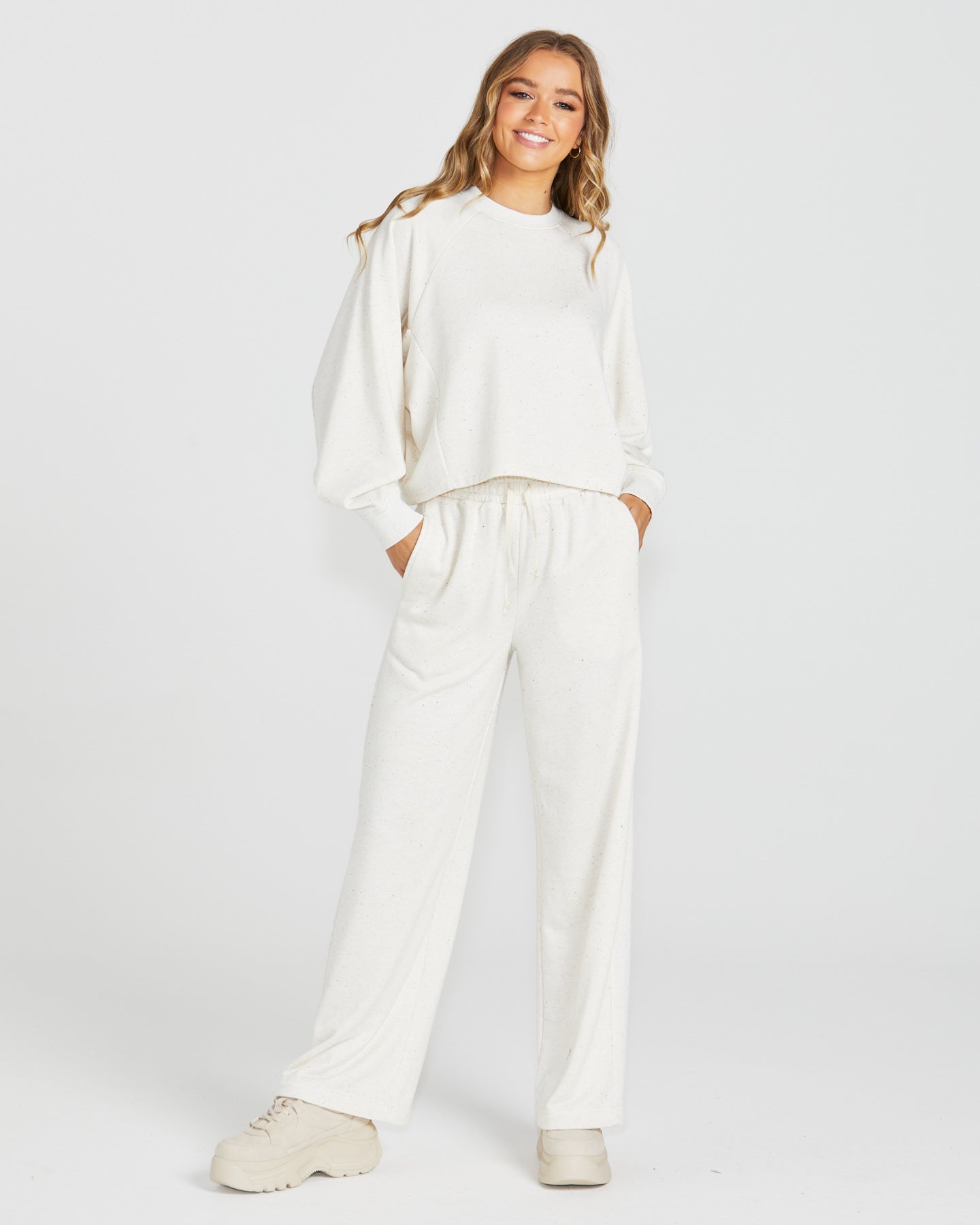 Giselle Sweatpant - Cream Fleck-Pants-SASS-The Bay Room