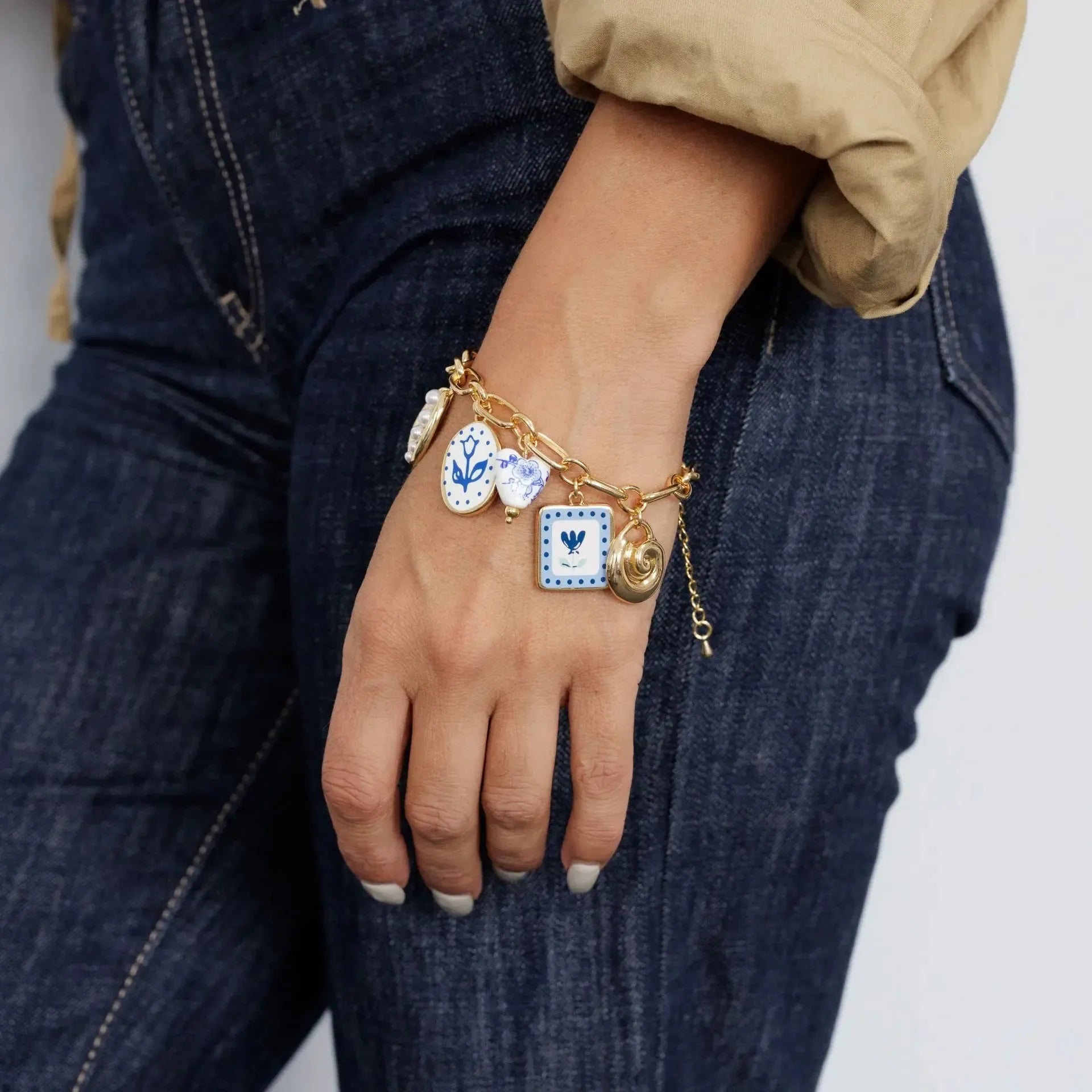 Gold Plated Blue Charm Bracelet-Jewellery-Zoda-The Bay Room