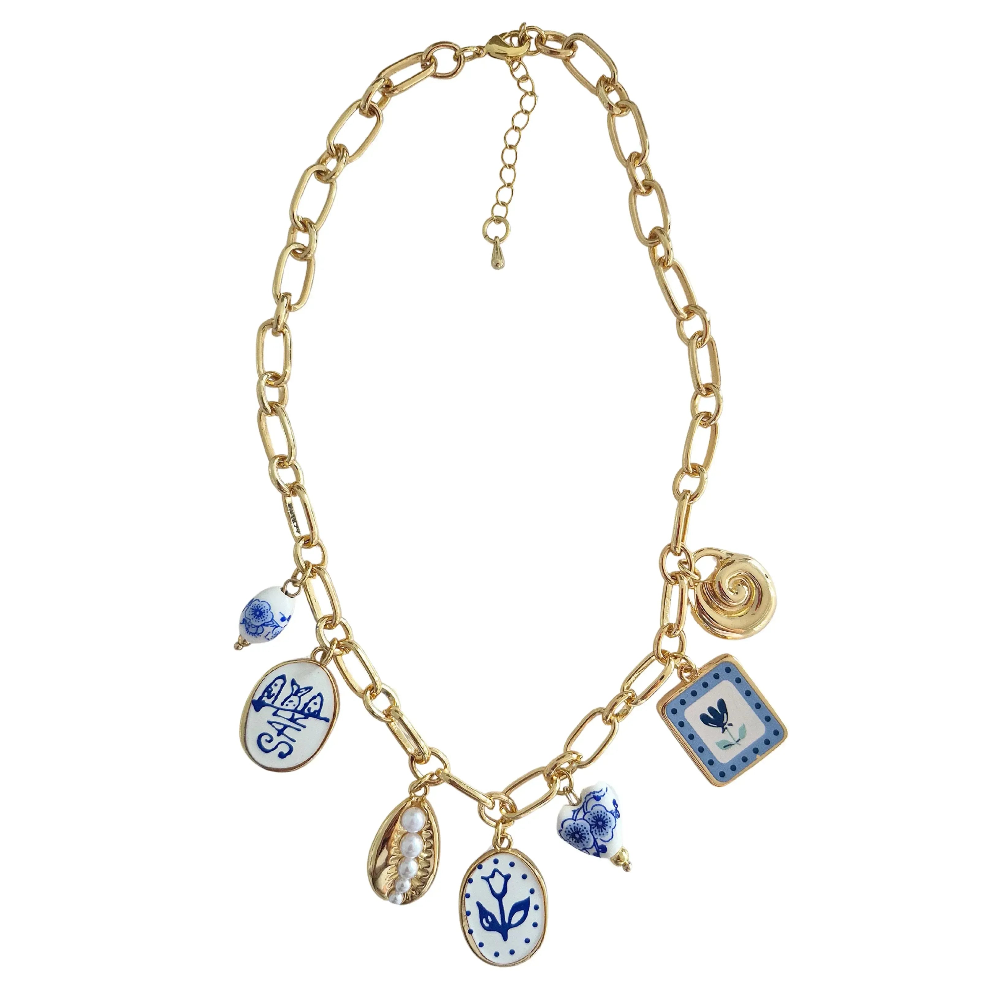Gold Plated Blue Charm Necklace-Jewellery-Zoda-The Bay Room
