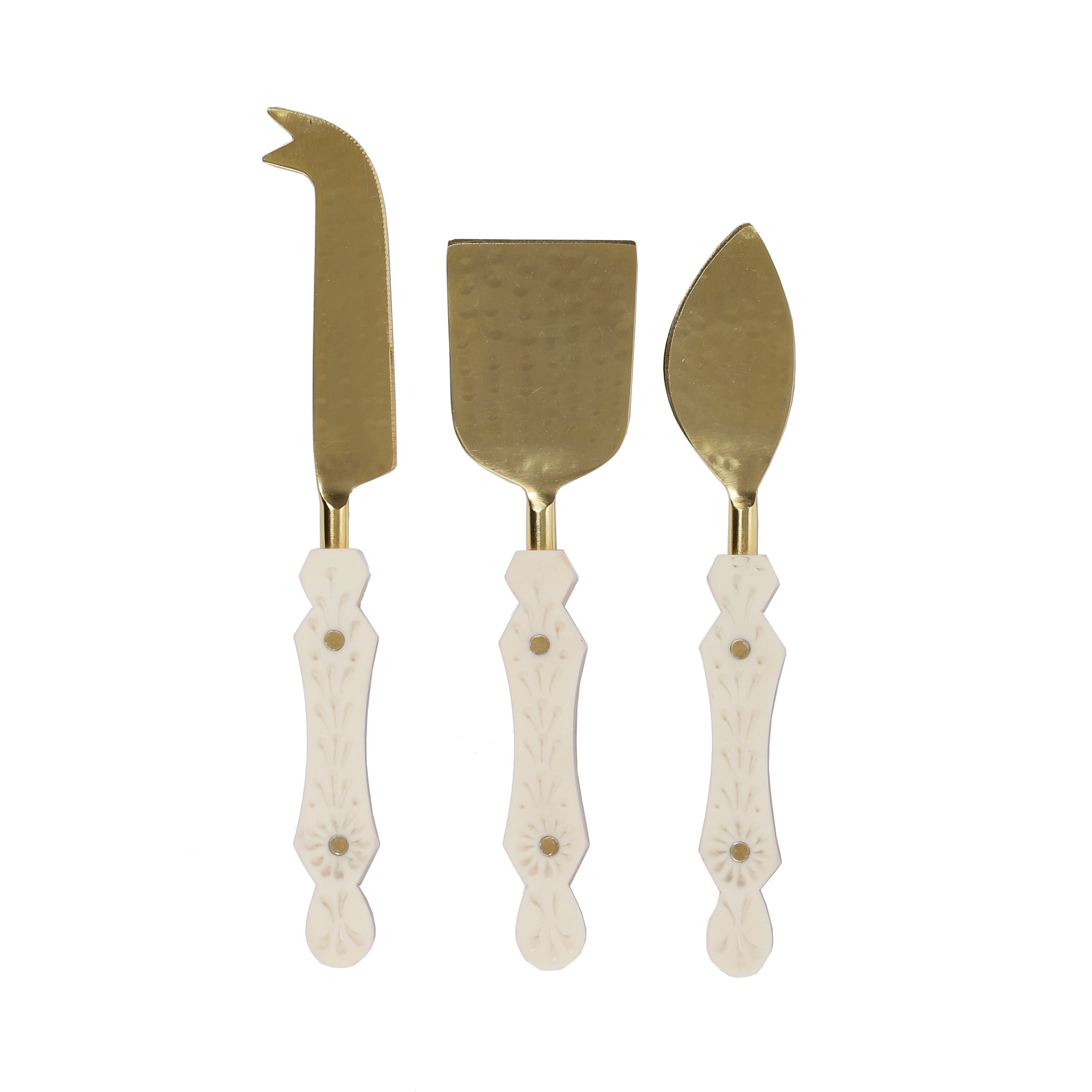 Grace Set/3 Cheese Knives 22cm Ivory/Gold-Dining & Entertaining-Coast To Coast Home-The Bay Room