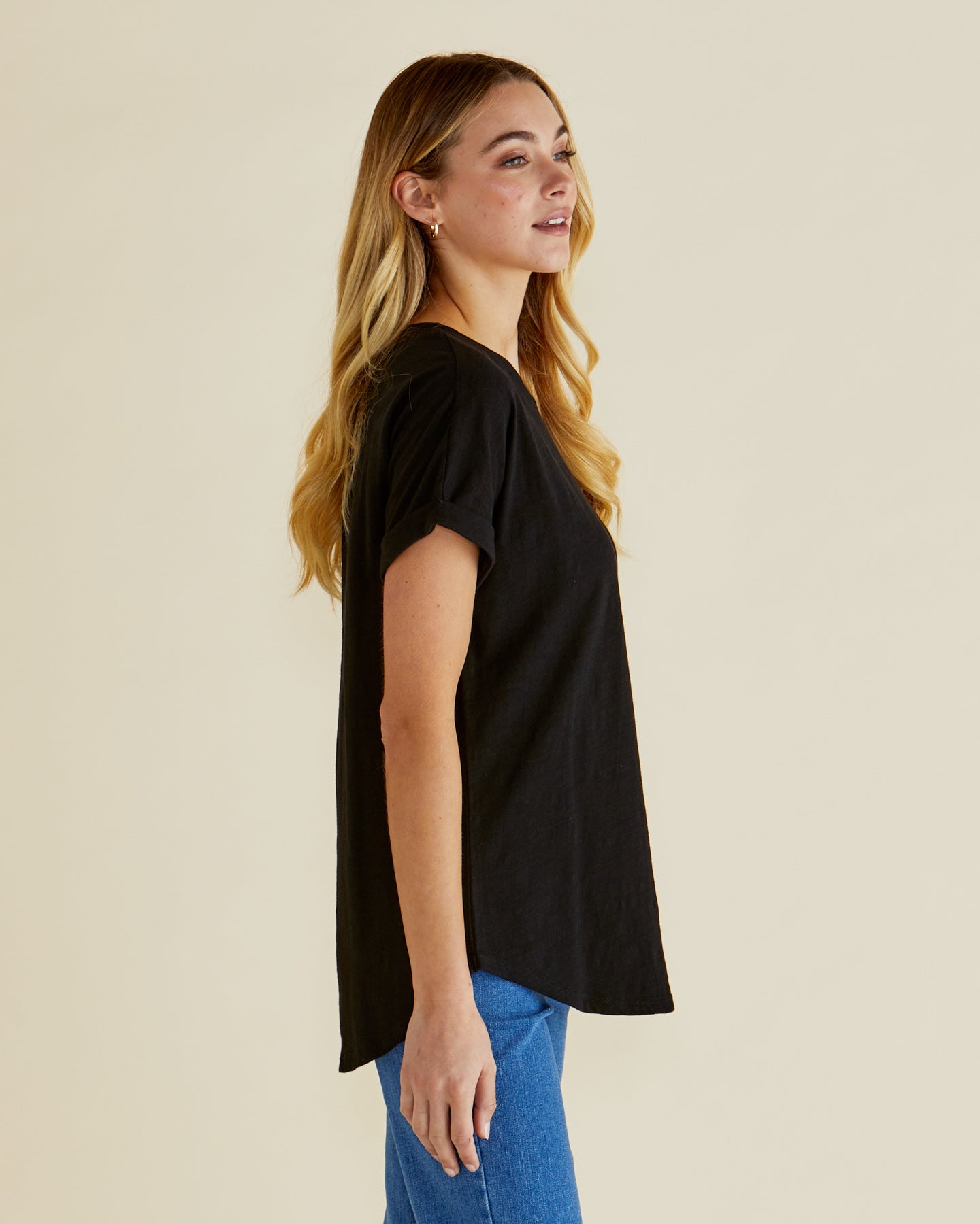 Hailey Short Sleeve Tee - Black-Tops-Betty Basics-The Bay Room