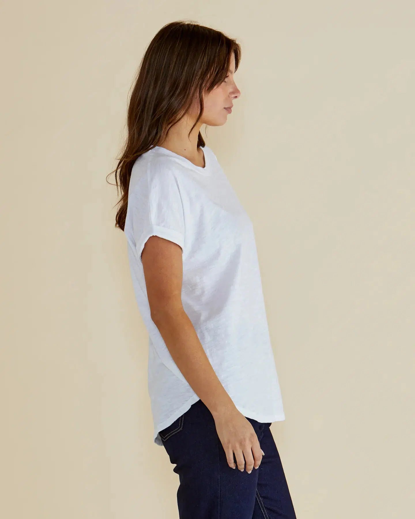 Hailey Short Sleeve Tee - White-Tops-Betty Basics-The Bay Room