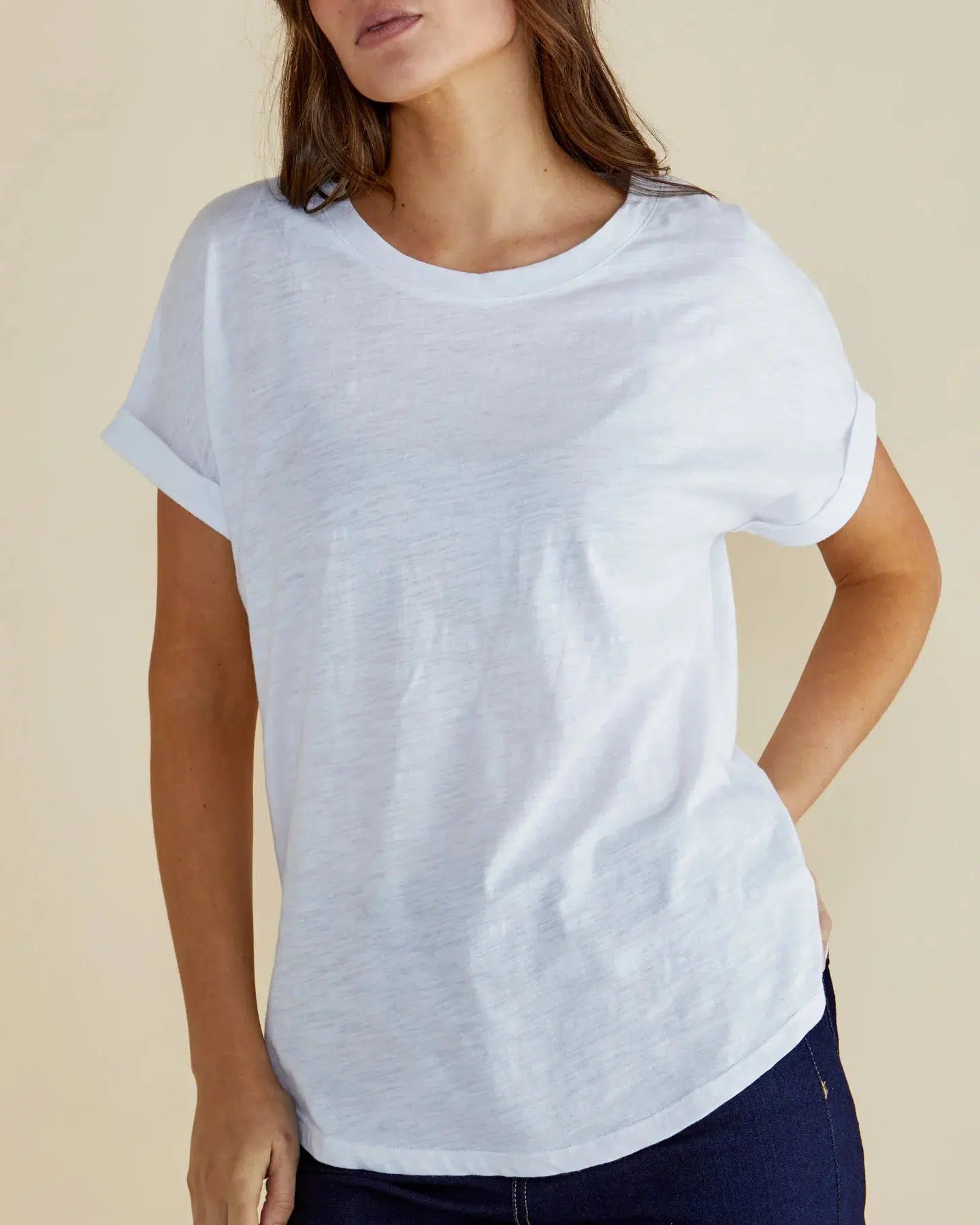 Hailey Short Sleeve Tee - White-Tops-Betty Basics-The Bay Room