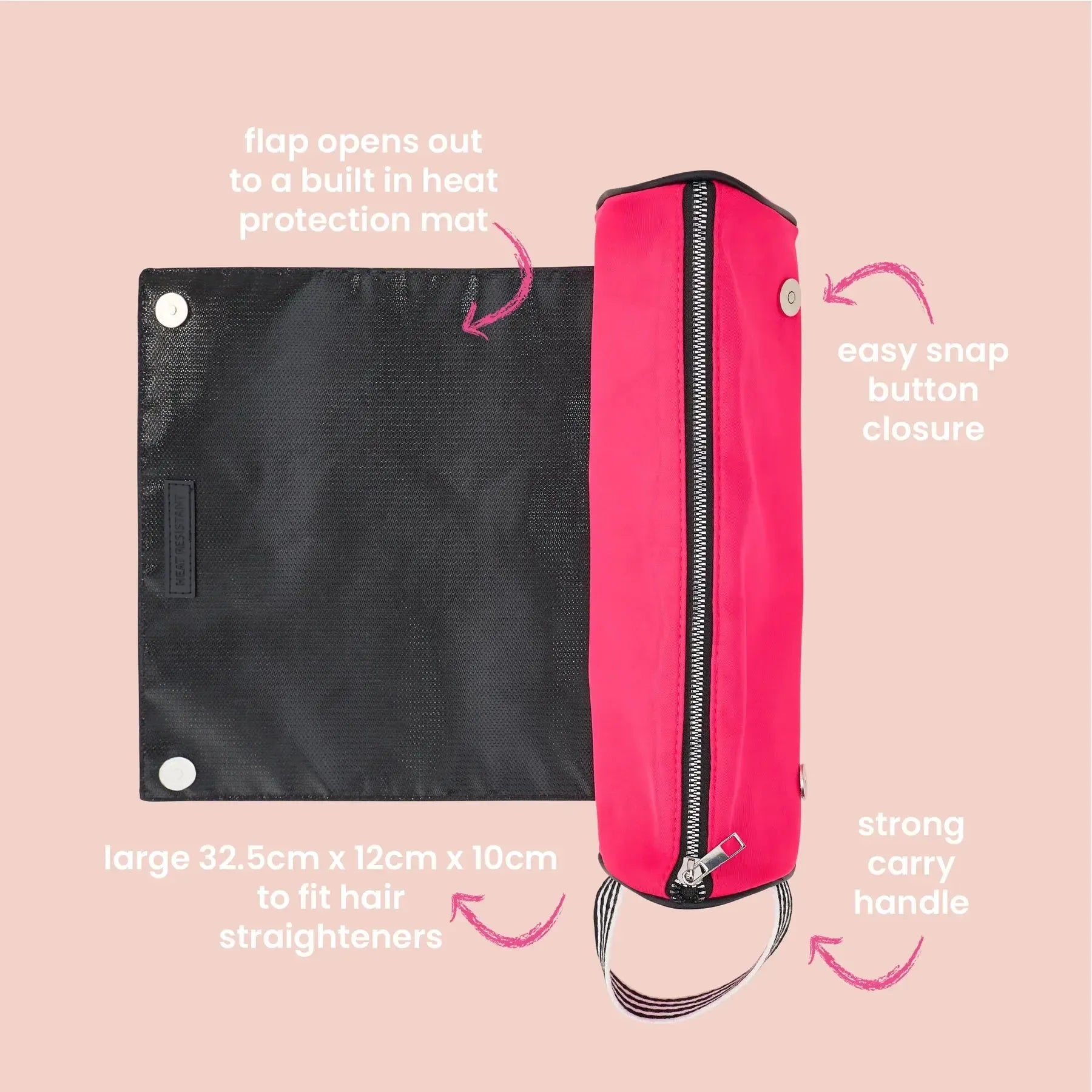 Hair Straightener Travel Pouch Pink-Beauty & Well-Being-Annabel Trends-The Bay Room