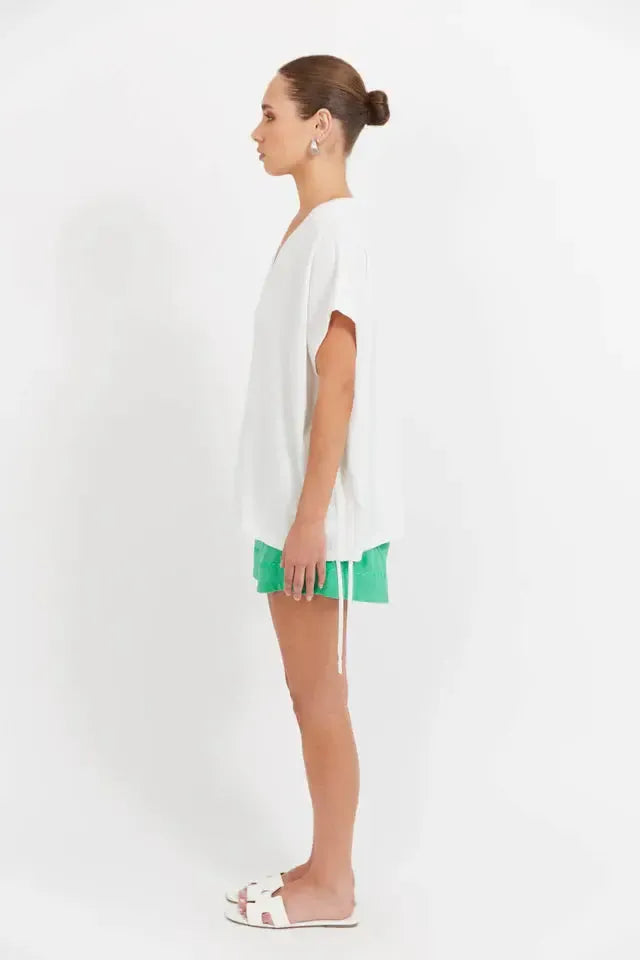 Haiti Tie Knit Top - White-Tops-Haven-The Bay Room