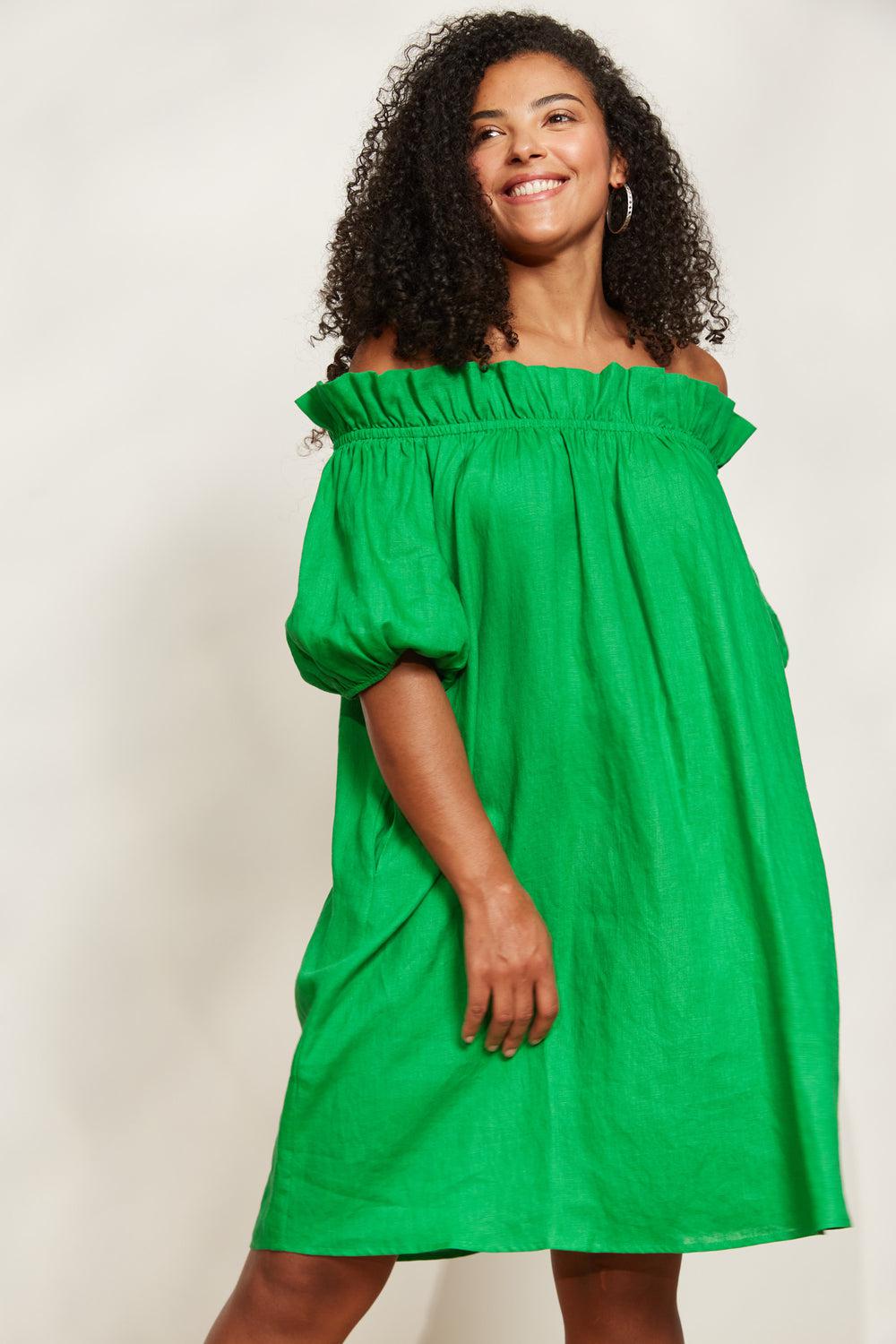 Halcyon Ruched Dress - Emerald-General-Eb & Ive-The Bay Room