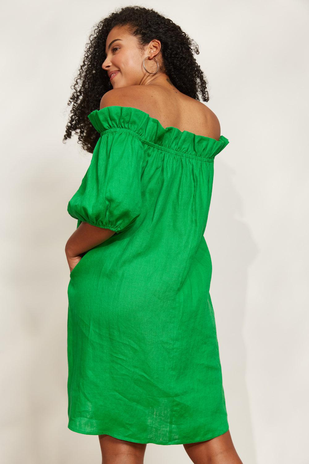 Halcyon Ruched Dress - Emerald-General-Eb & Ive-The Bay Room