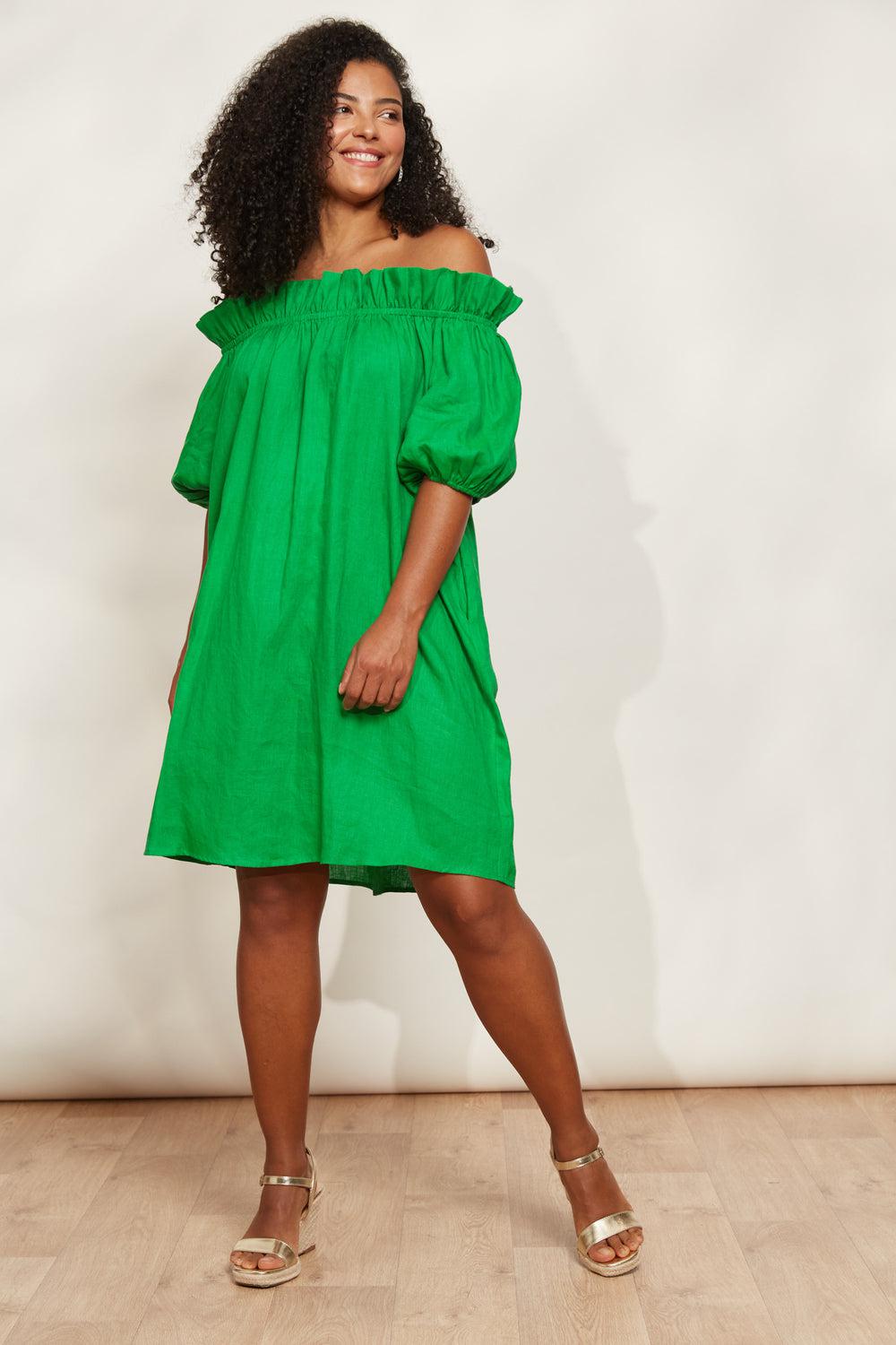 Halcyon Ruched Dress - Emerald-General-Eb & Ive-The Bay Room