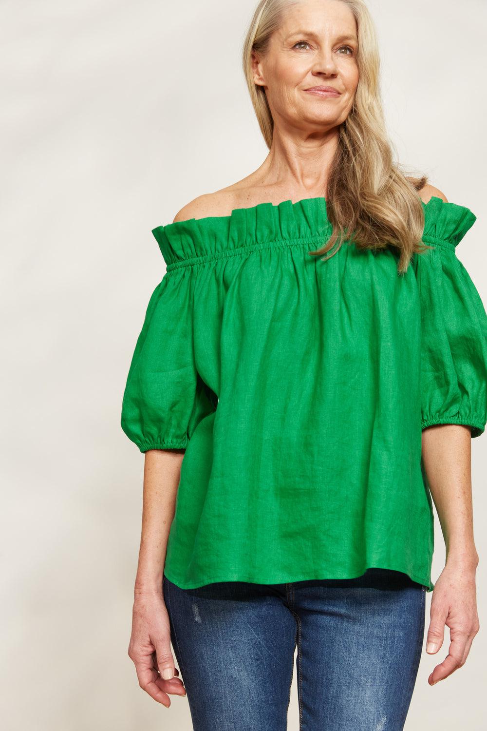 Halcyon Ruched Top - Emerald-General-Eb & Ive-The Bay Room