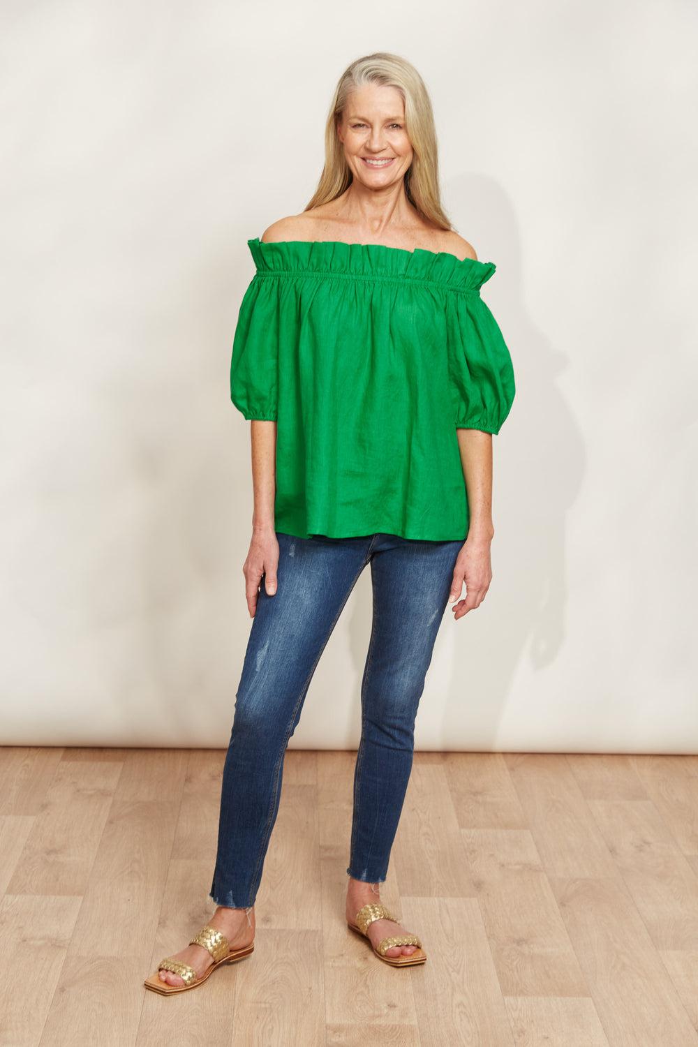 Halcyon Ruched Top - Emerald-General-Eb & Ive-The Bay Room