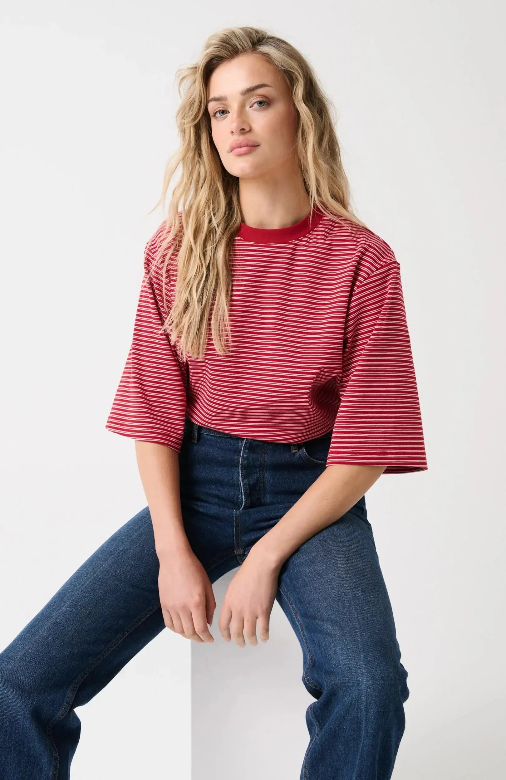 Hallie Tee - Red Stripe-Tops-Cartel & Willow-The Bay Room