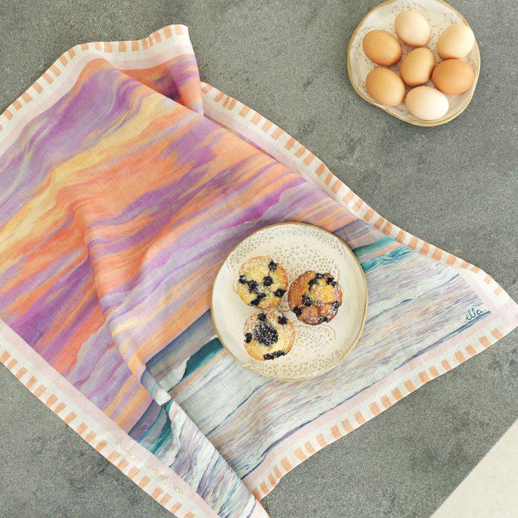 Hallucinations Linen Tea Towel 60cm x 60cm-Soft Furnishings-Ella Boylan Art-The Bay Room