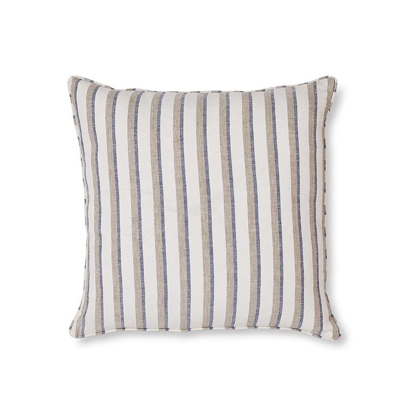 Hampton Blue/Taupe Stripe Cushion 55x55cm-Soft Furnishings-Madras Link-The Bay Room