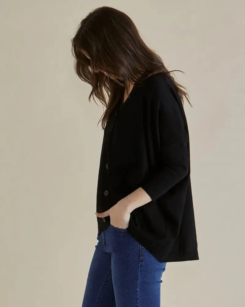 Hampton Cardigan - Black-Knitwear & Jumpers-Betty Basics-The Bay Room